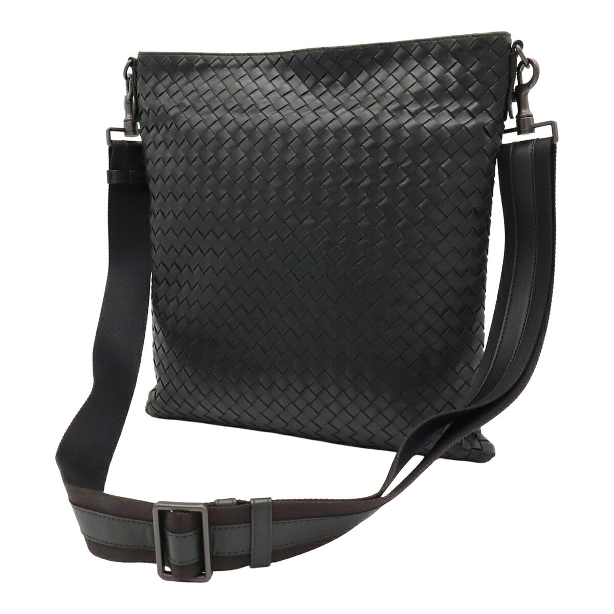 Bottega Veneta Black Intrecciato Shoulder Bag (Pre-Owned)
