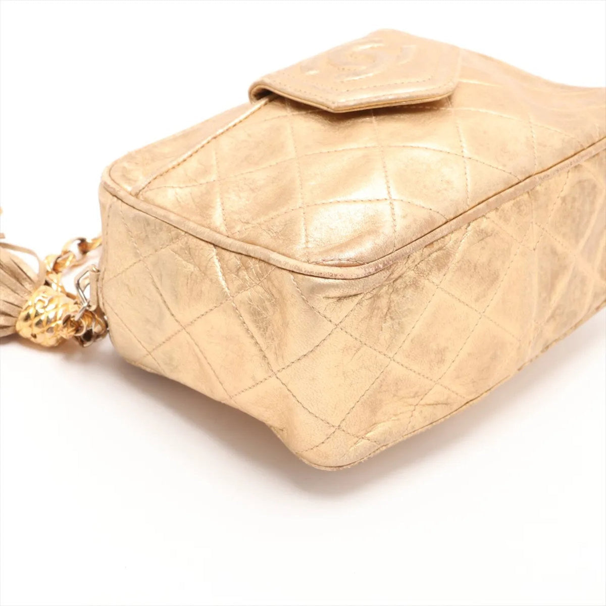 Chanel Gold Leather Crossbody Bag Shoulder Bag (Pre-Owned)
