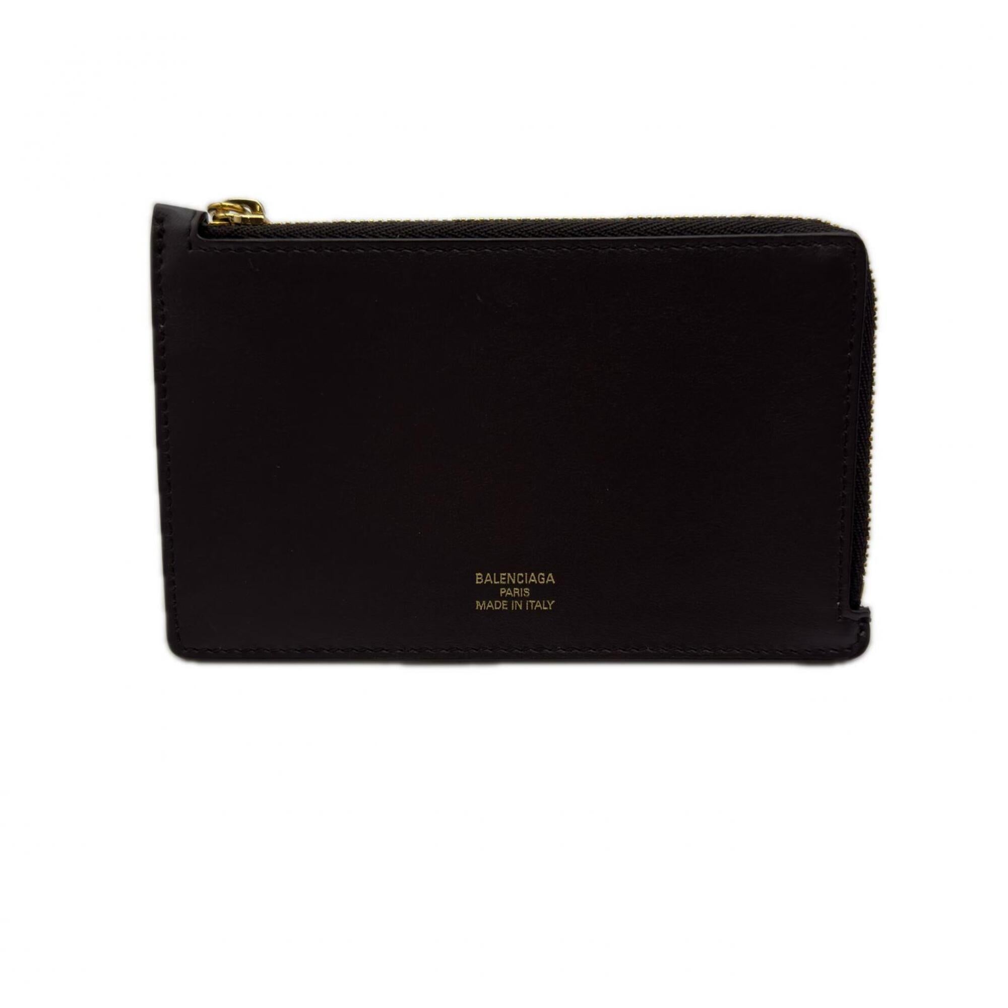 Balenciaga Brown Yellow Leather Coin Purse/Coin Case (Pre-Owned)