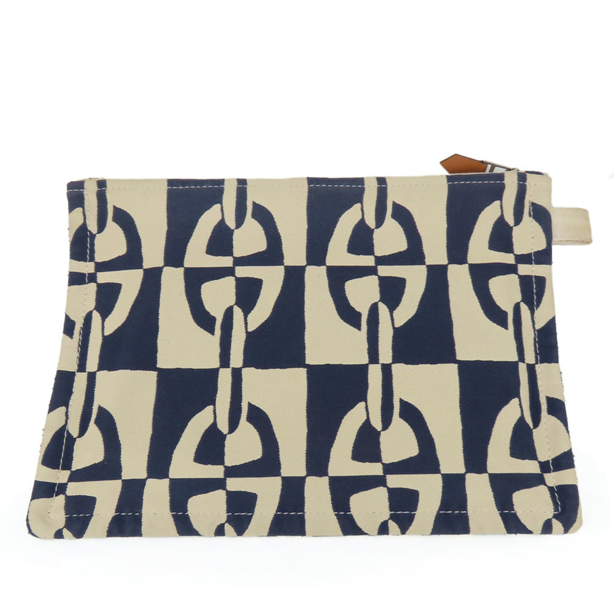 Hermes Ivory Navy Canvas Clutch Bag Pouch (Pre-Owned)