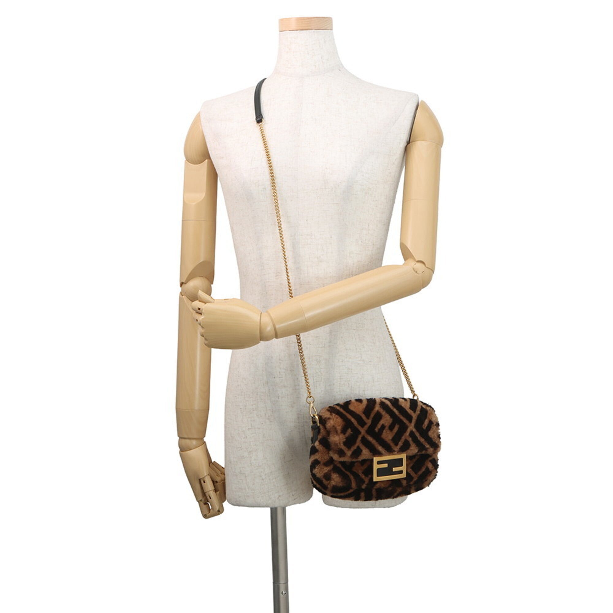 Fendi Black Brown Zucca Handbag Shoulder Bag (Pre-Owned)