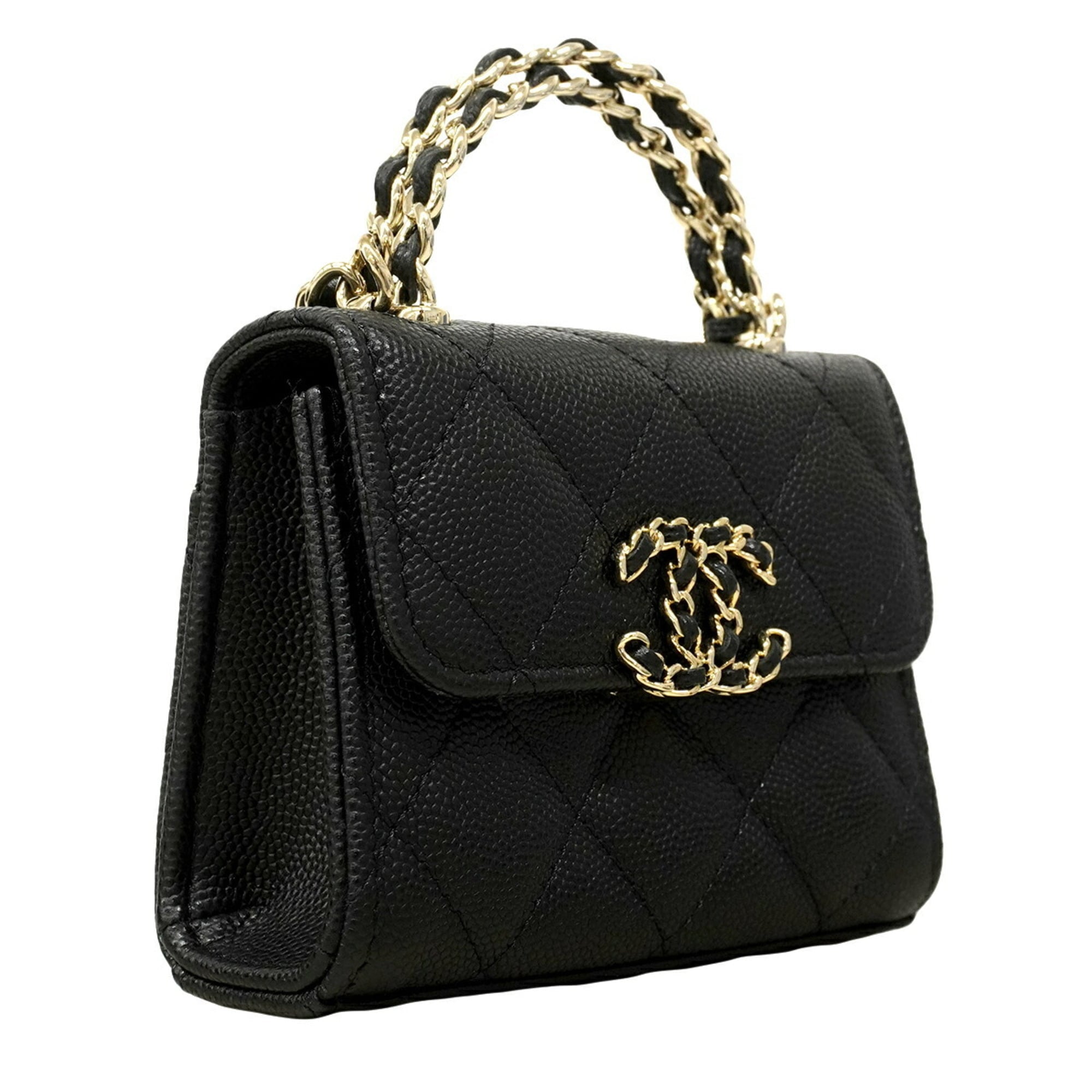 Chanel Black Grained Calfskin Handbag (Pre-Owned)
