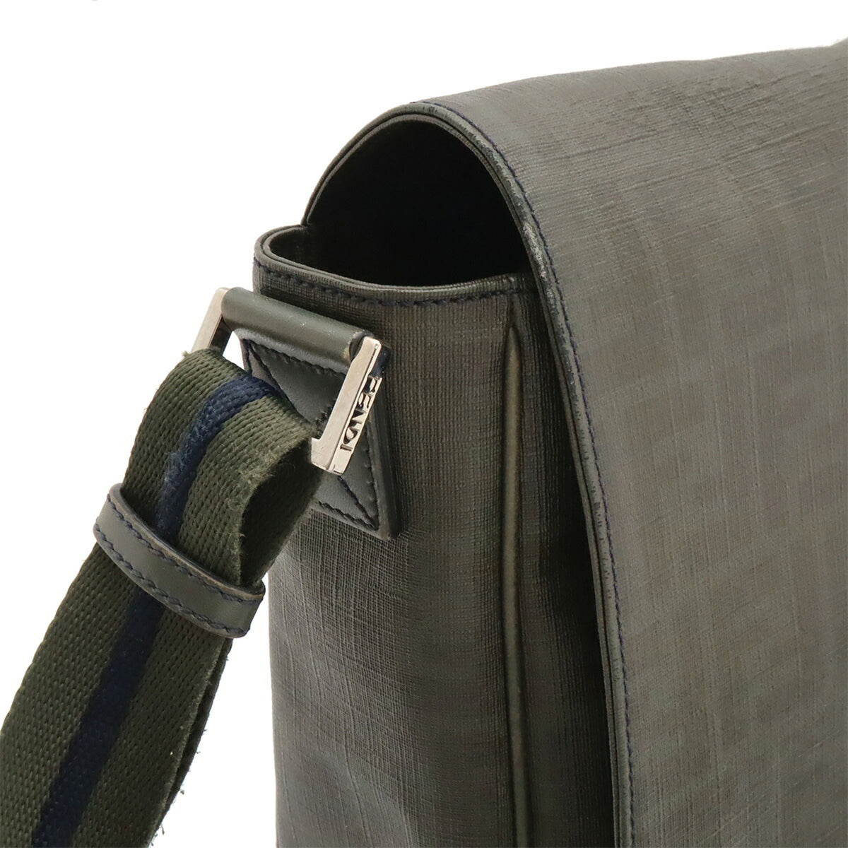 Fendi Zucca Brown Green Khaki Coated Canvas Leather Shoulder Bag (Pre-Owned)