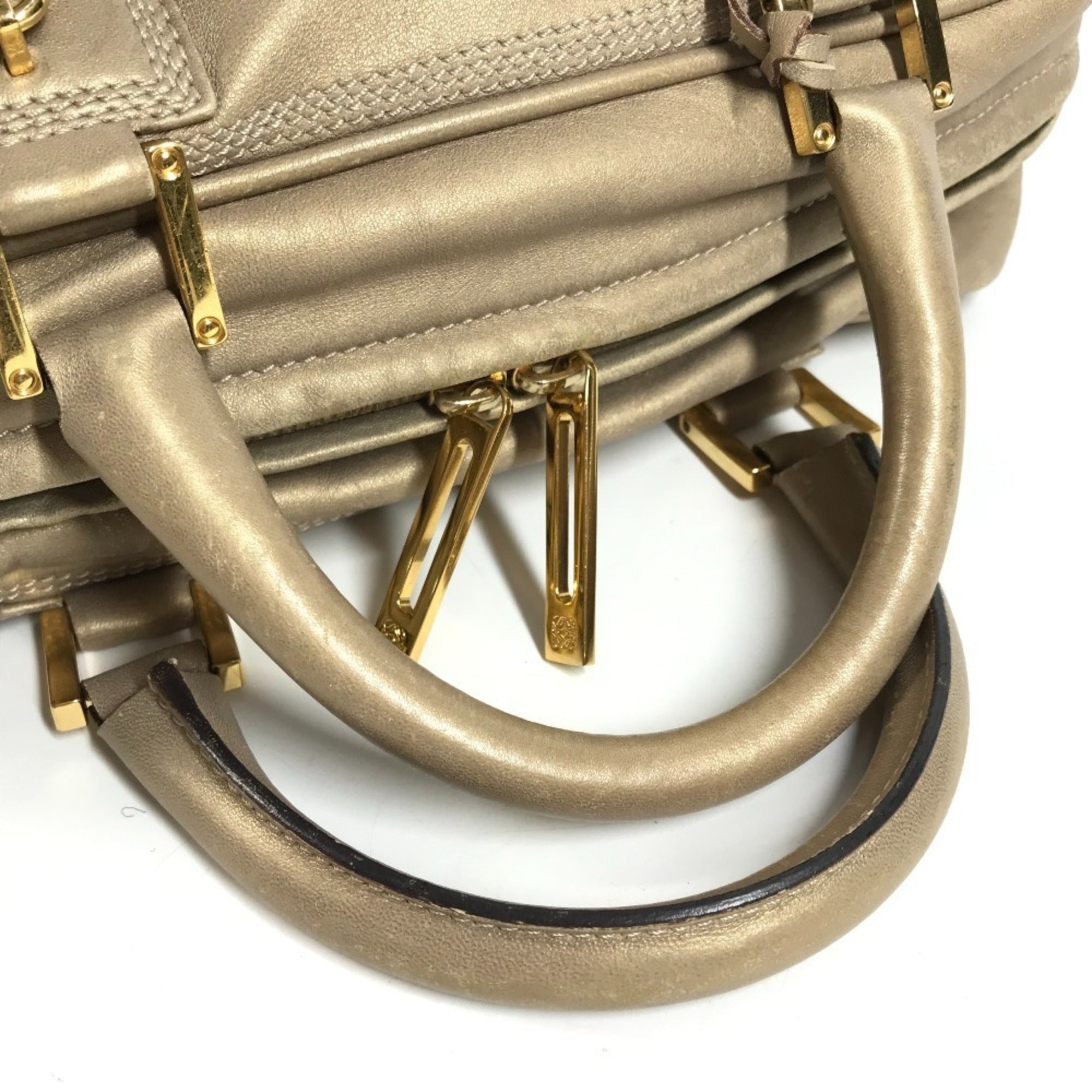 Loewe Amazona Gold Leather Handbag Tote Bag (Pre-Owned)