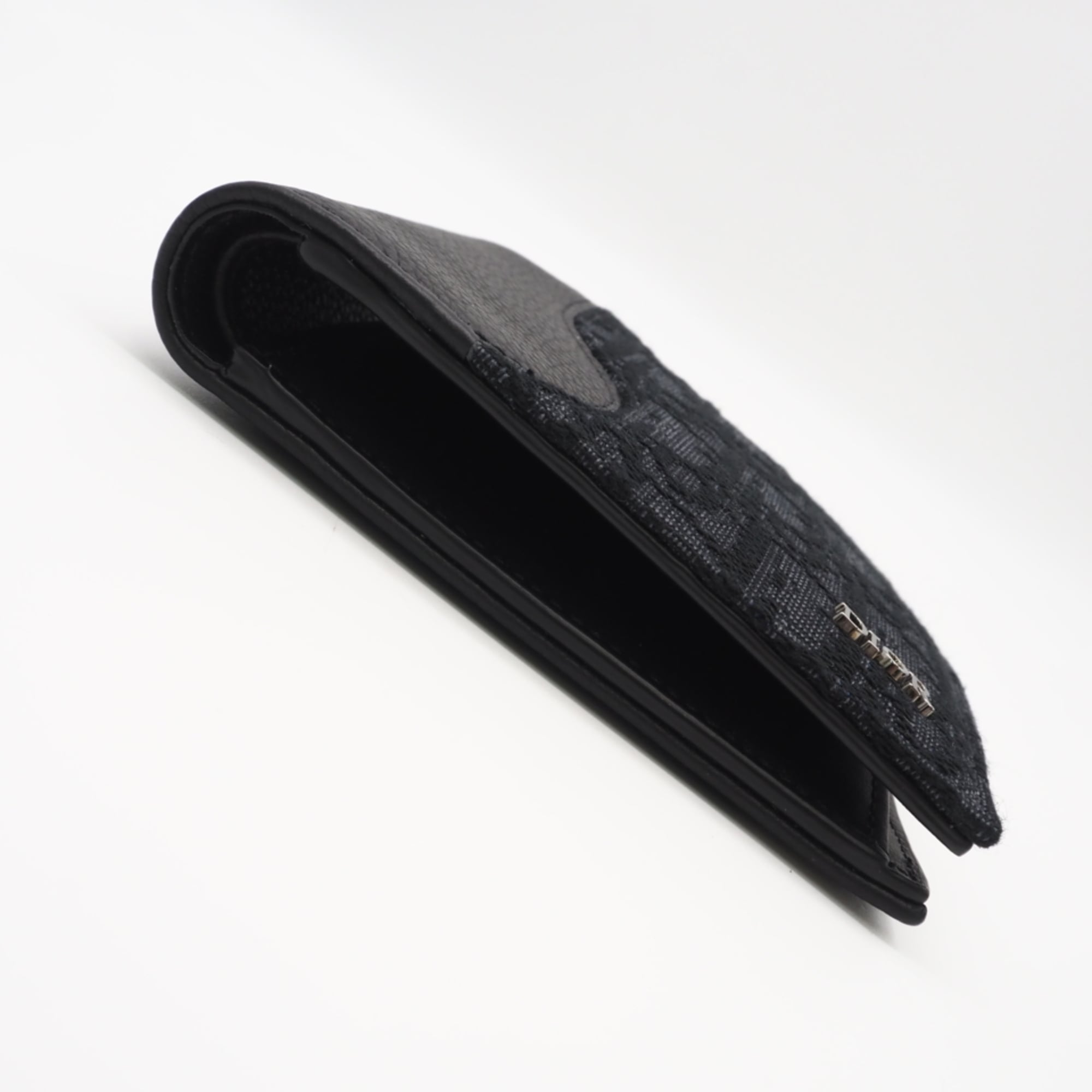 Christian Dior Navy Black Canvas Leather Wallet (Bi-Fold) (Pre-Owned)