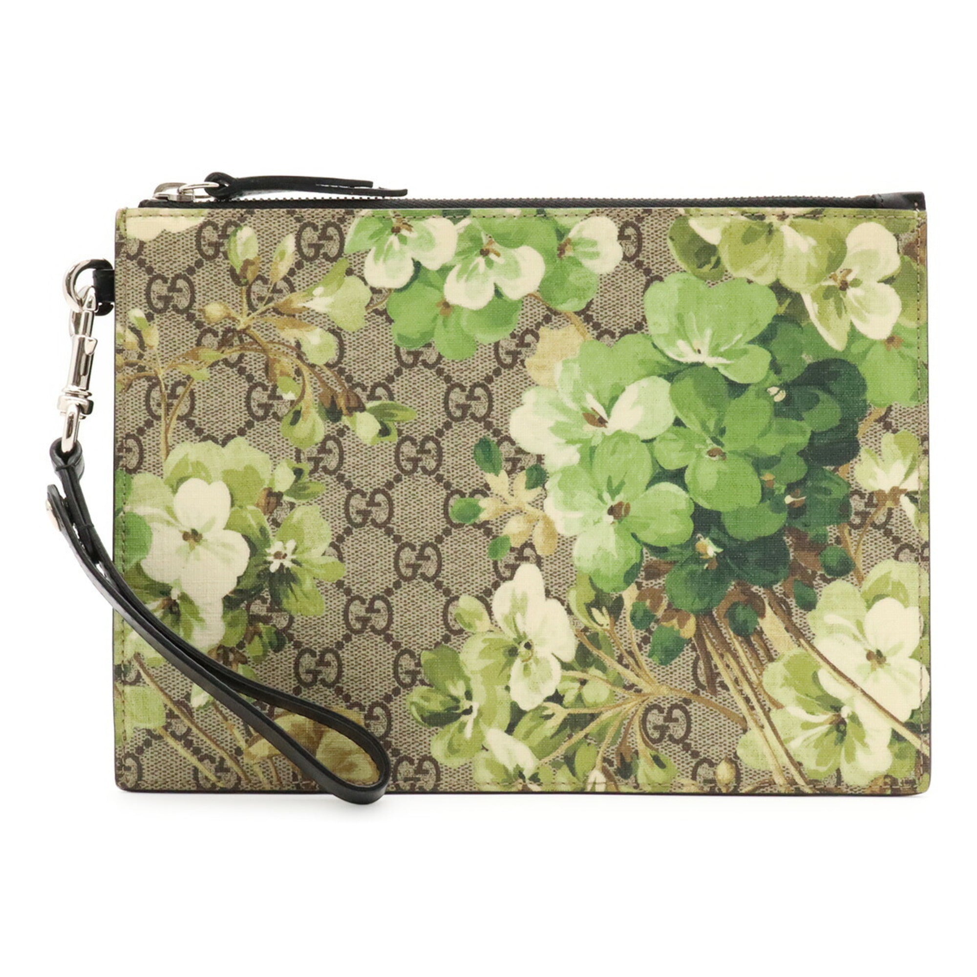 Gucci Beige Green Khaki Multi-Color Gg Supreme Clutch Bag (Pre-Owned)