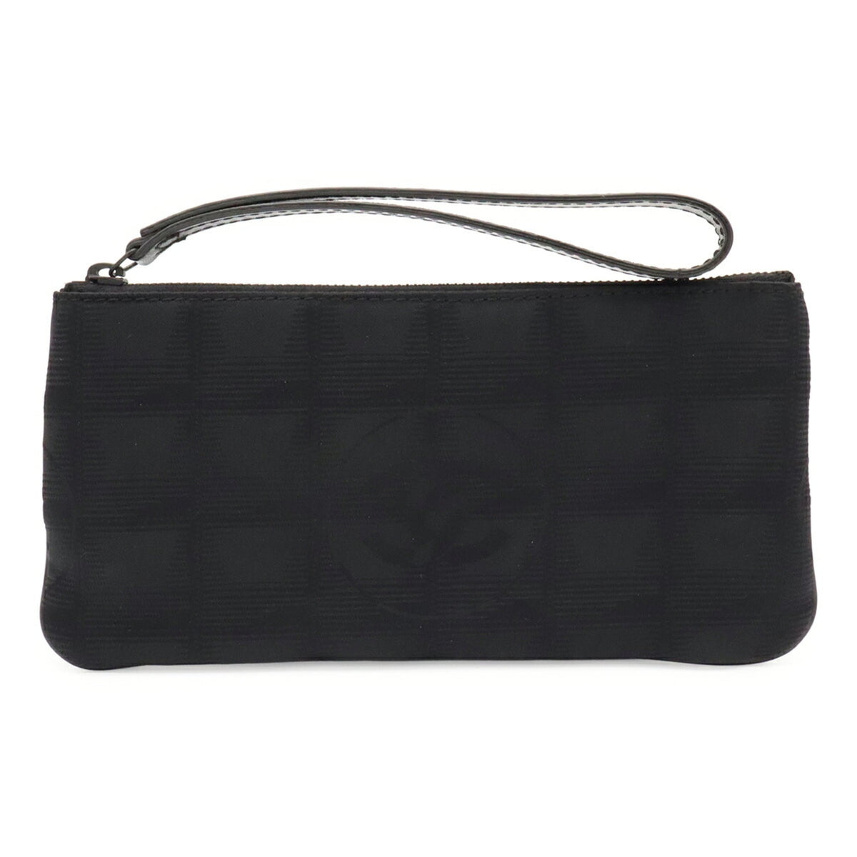 Chanel New Travel Line Black Nylon Jacquard Leather Handbag Pouch (Pre-Owned)