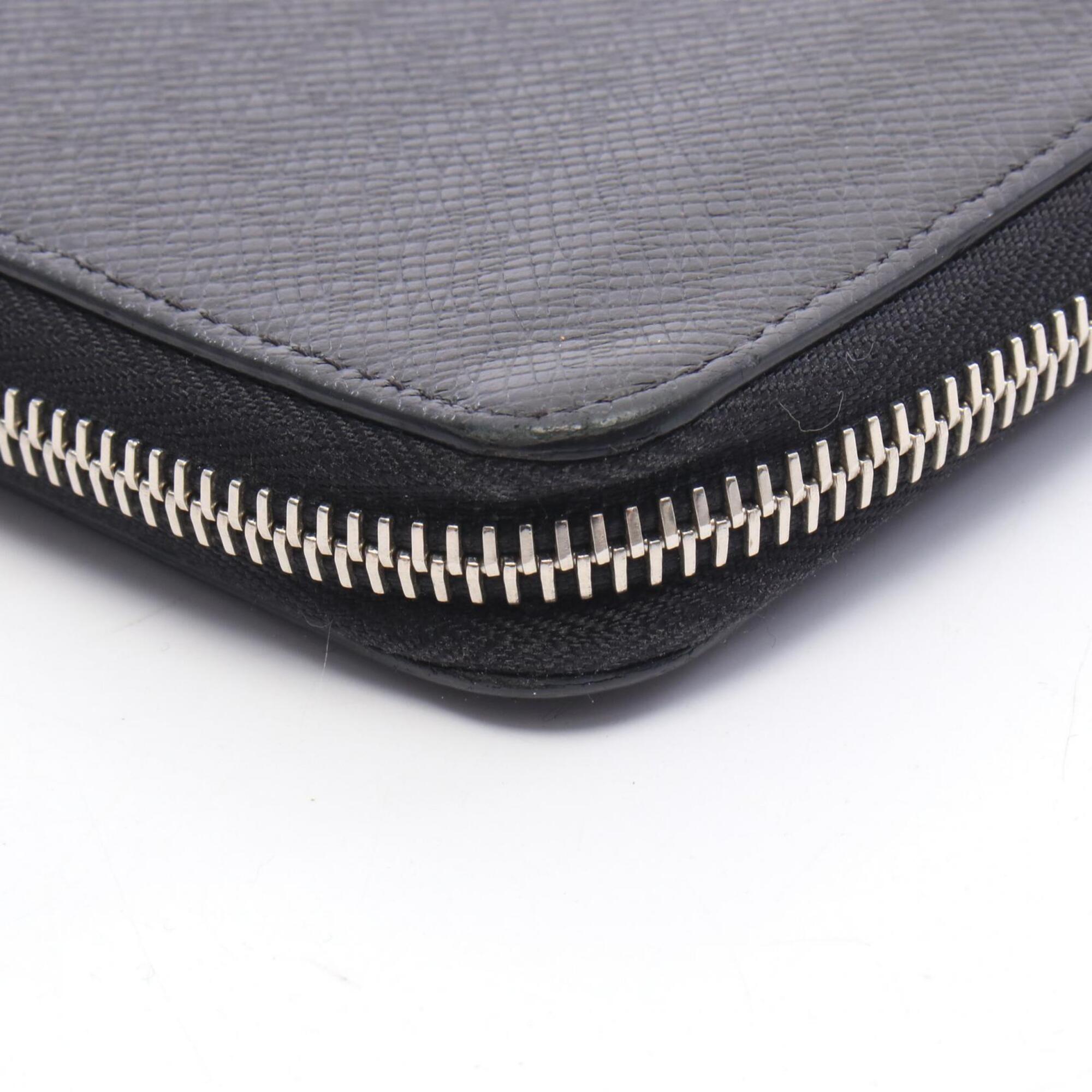 Louis Vuitton Taiga Ardoise Black Leather Long Wallet (Bi-Fold) (Pre-Owned)