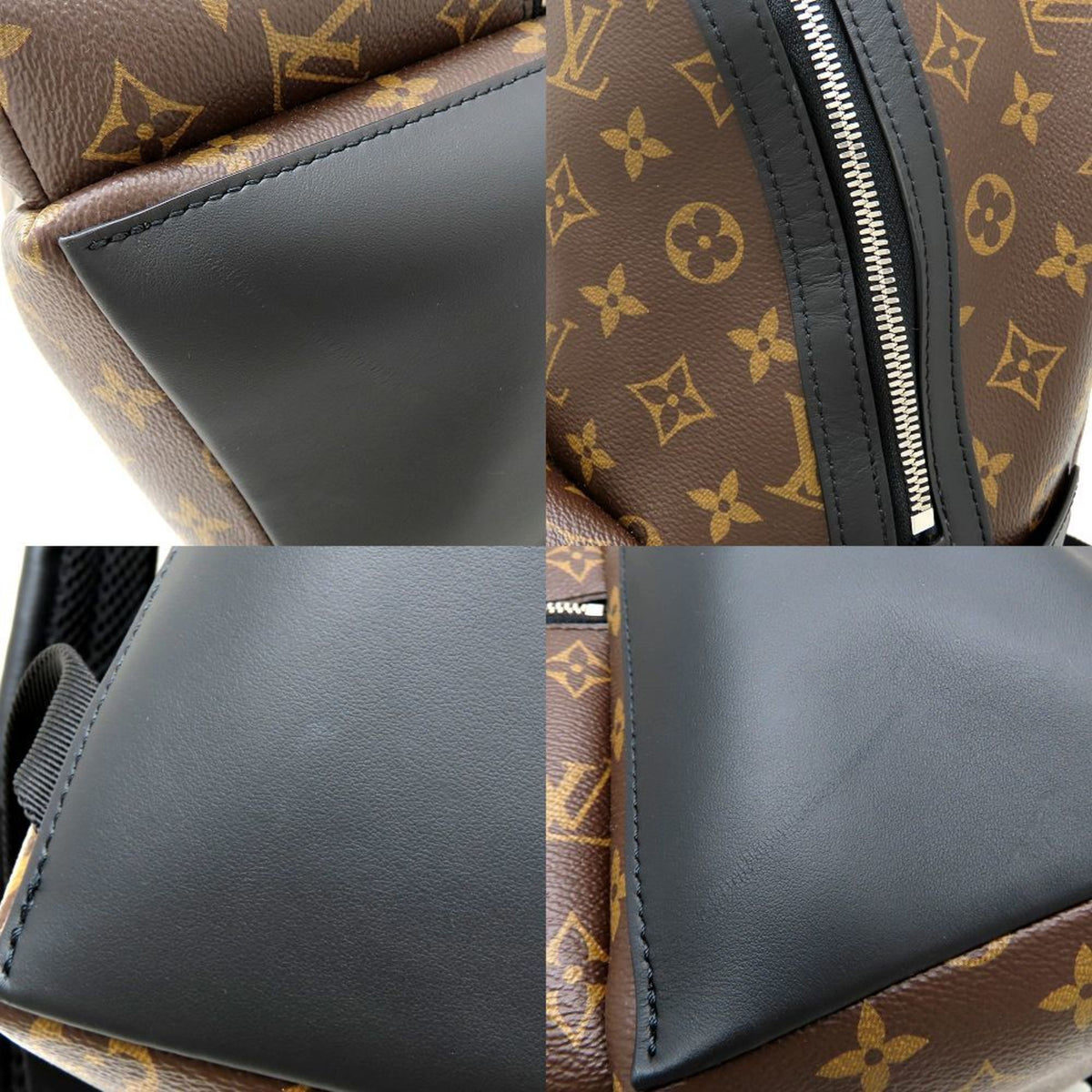 Louis Vuitton Black Brown Canvas Leather Backpack (Pre-Owned)