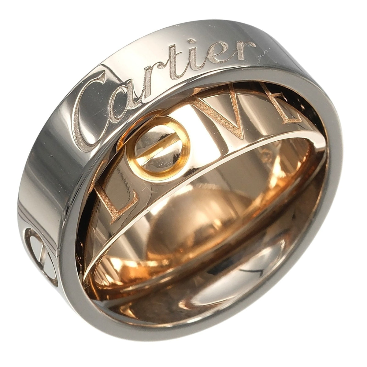 Cartier Pink Gold (18K) White Gold (18K) Band Ring (Pre-Owned)