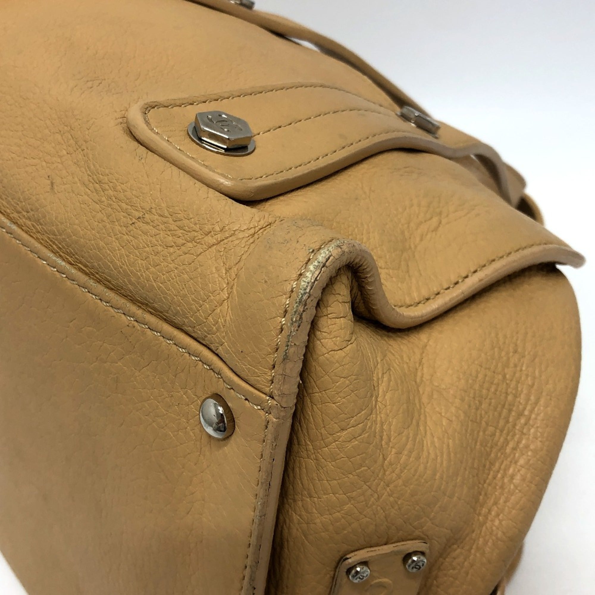 Chanel Beige Leather Boston Bag (Pre-Owned)