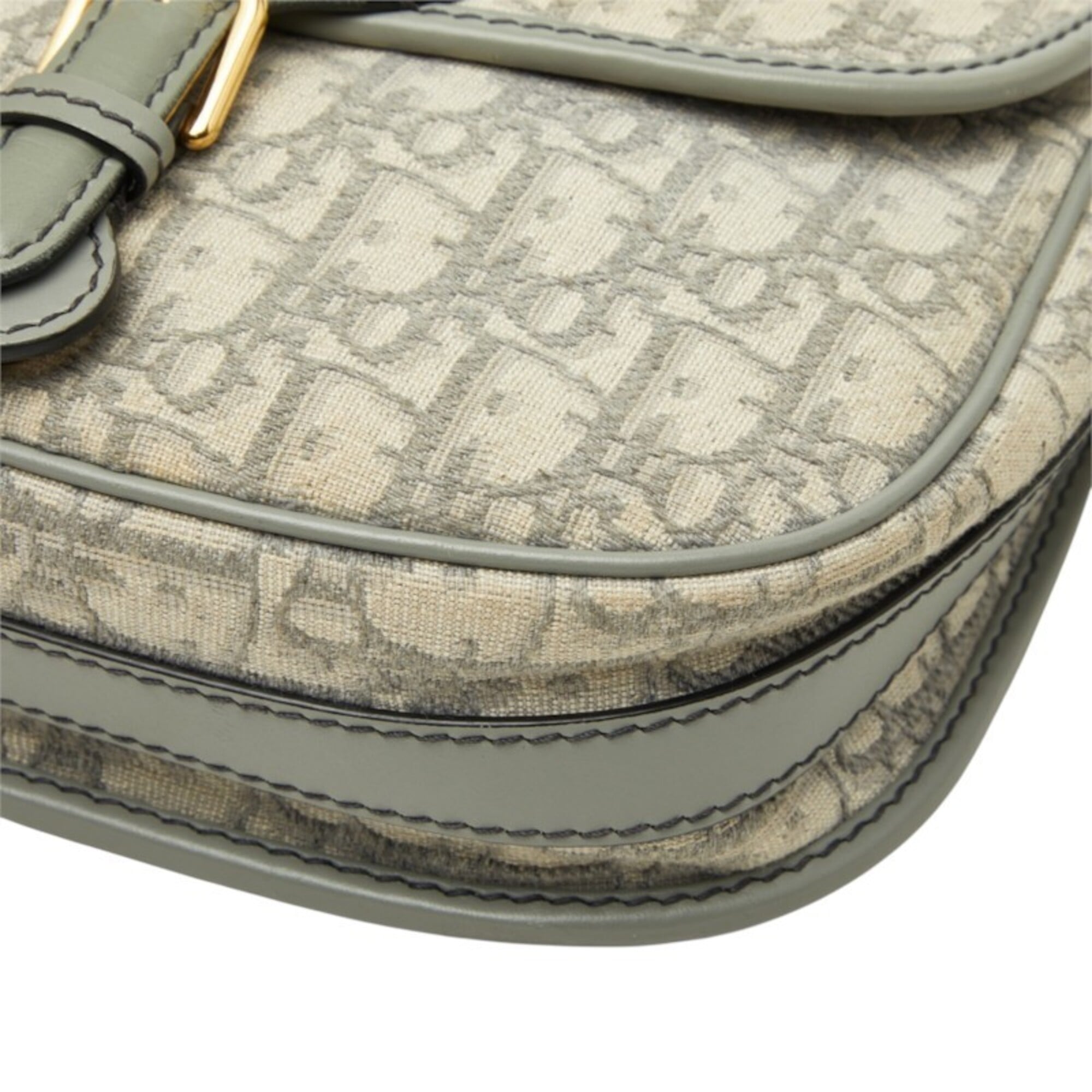 Christian Dior Gold Gray Canvas Leather Shoulder Bag (Pre-Owned)