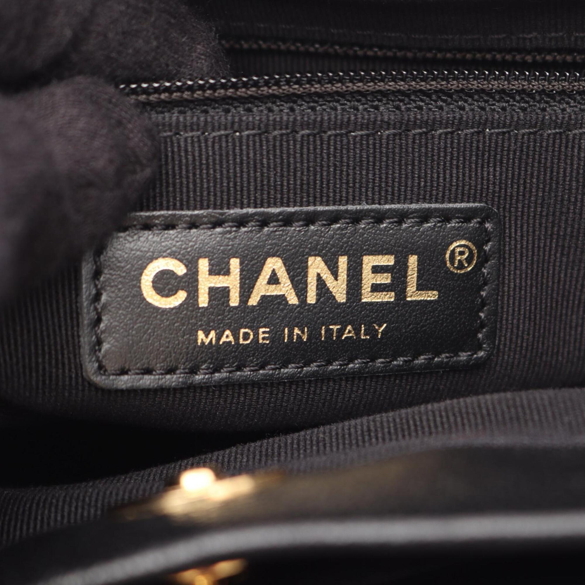 Chanel Black Leather Handbag Tote Bag (Pre-Owned)
