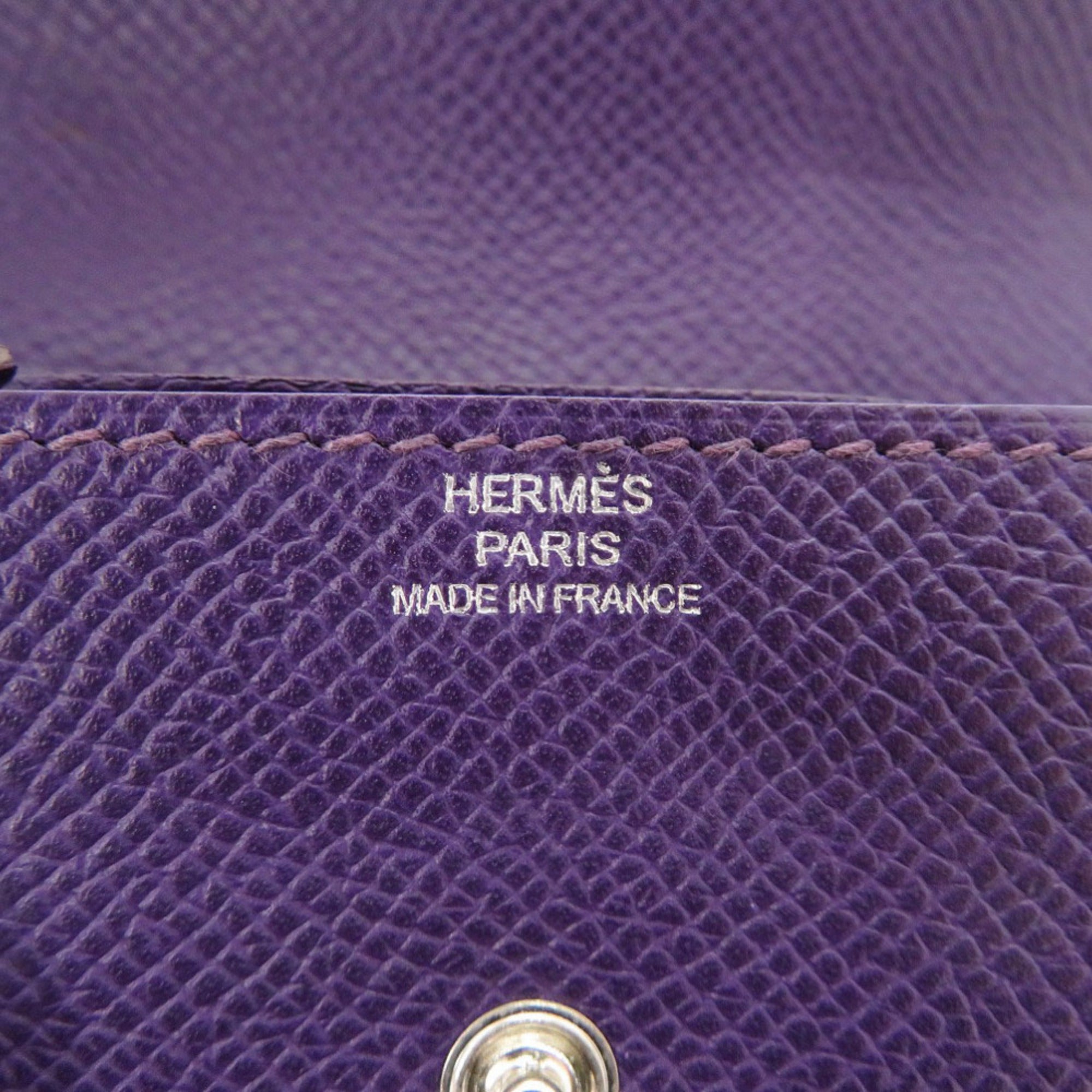 Hermes Purple Epsom Leather Coin Purse/Coin Case (Pre-Owned)