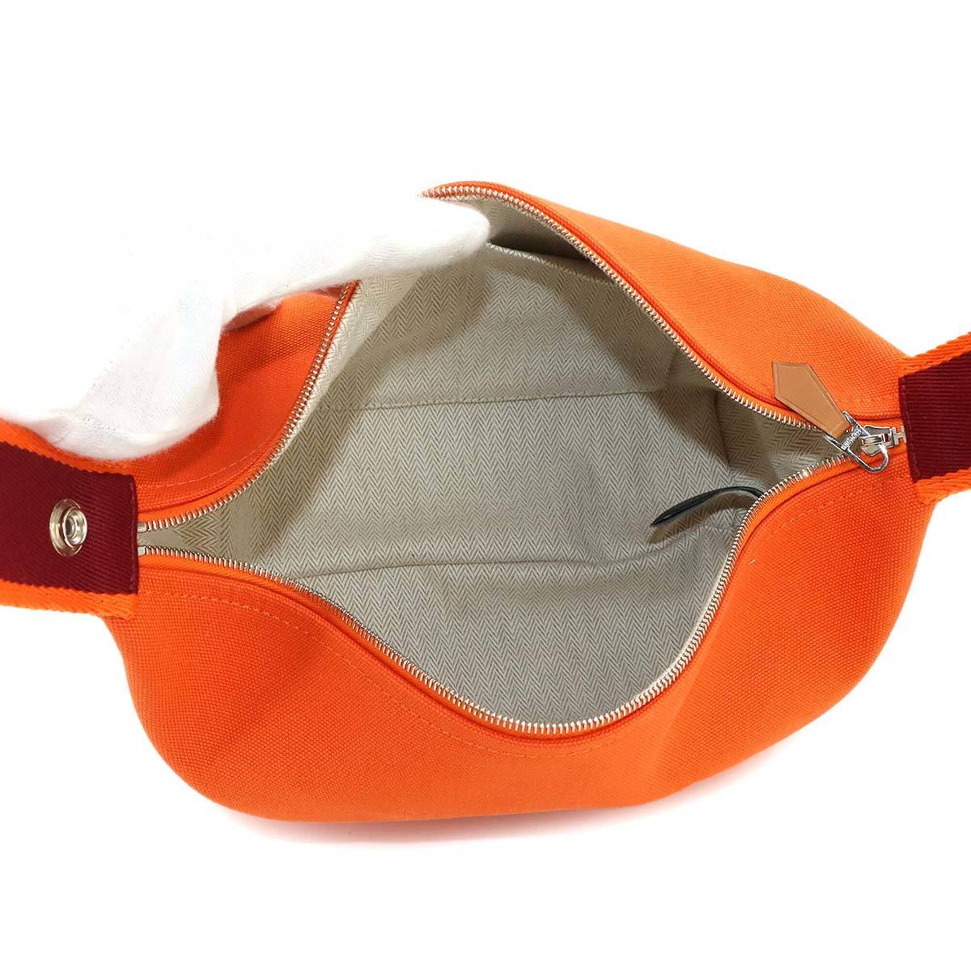 Hermes Feu Orange Rouge H Toile H Handbag Pouch (Pre-Owned)