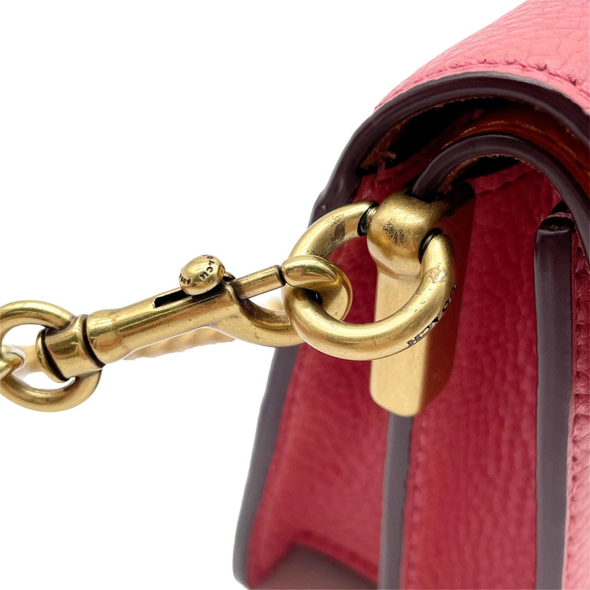Coach Orange Pink Leather Shoulder Bag (Pre-Owned)