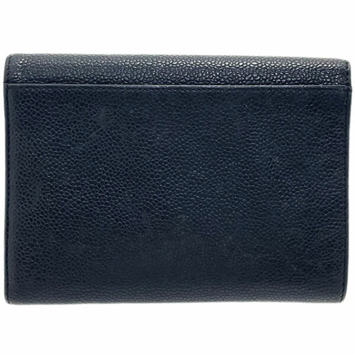 Chanel Black Grained Calfskin Wallet (Tri-Fold) (Pre-Owned)