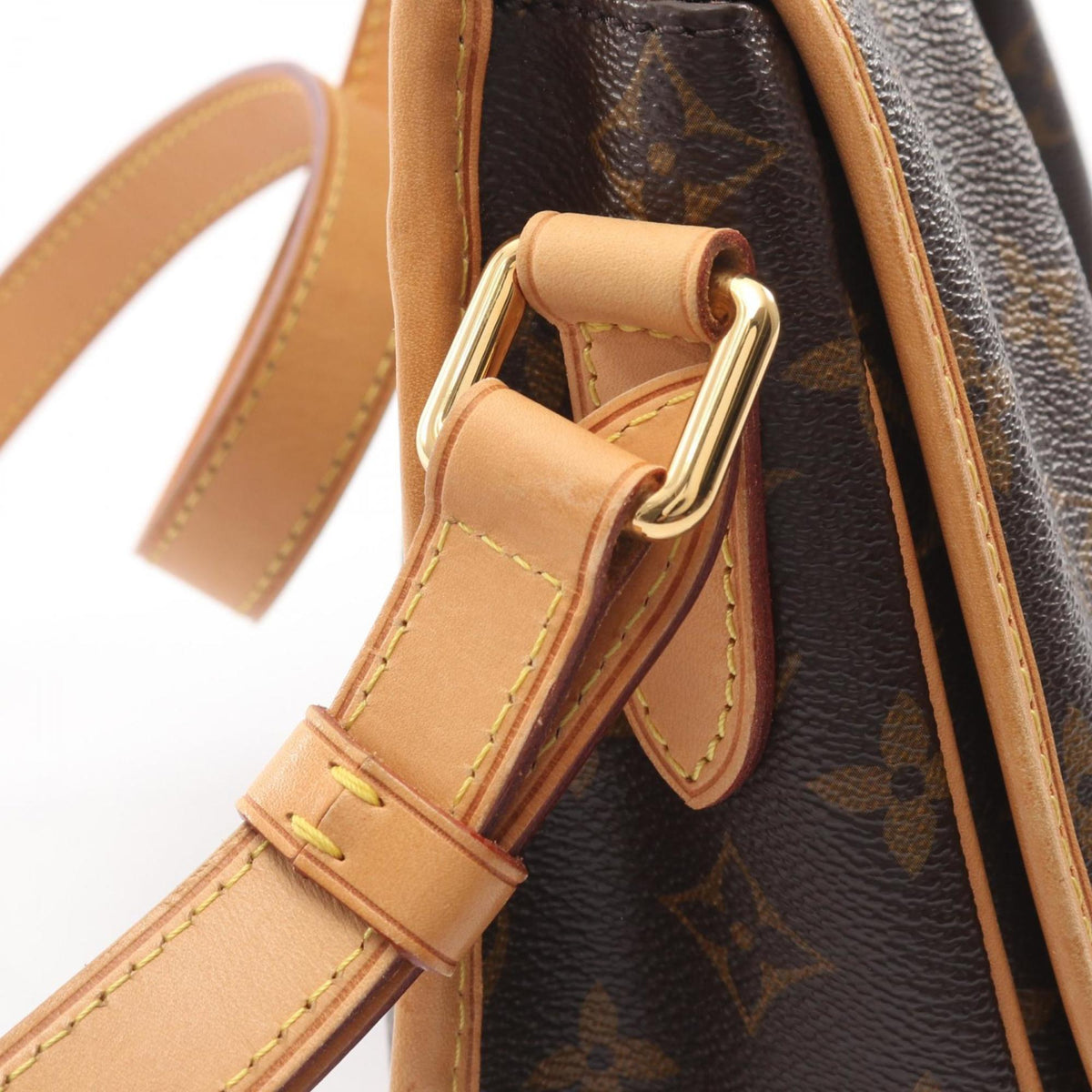 Louis Vuitton Brown Coated Canvas Leather Handbag Shoulder Bag (Pre-Owned)