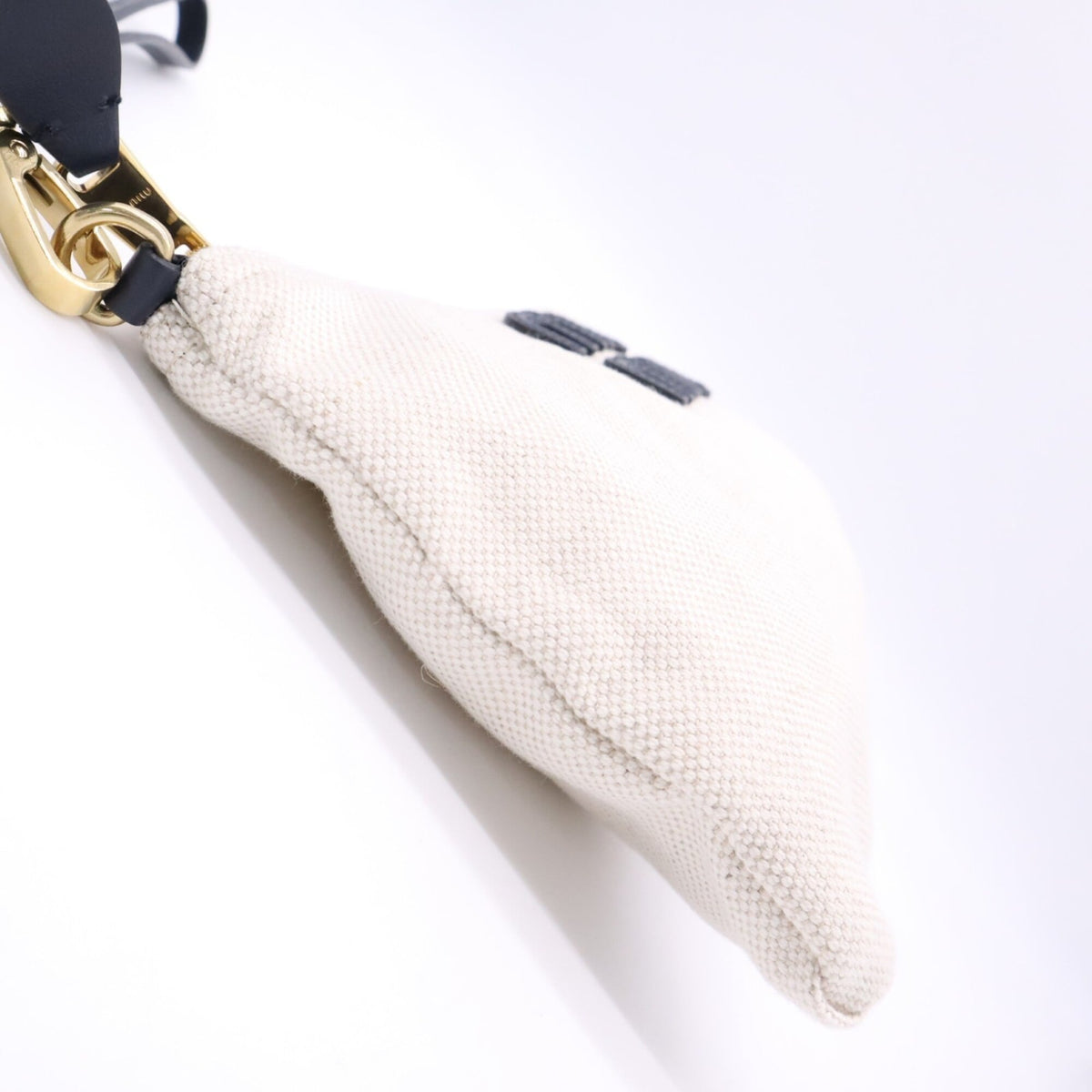 Miu Miu Black White Cotton Linen Pouch (Pre-Owned)