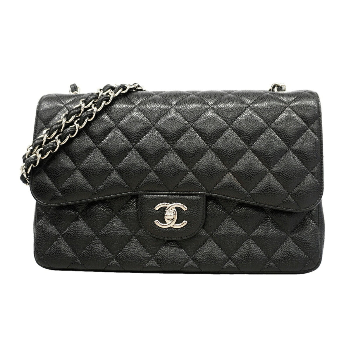 Chanel Black Grained Calfskin Shoulder Bag (Pre-Owned)