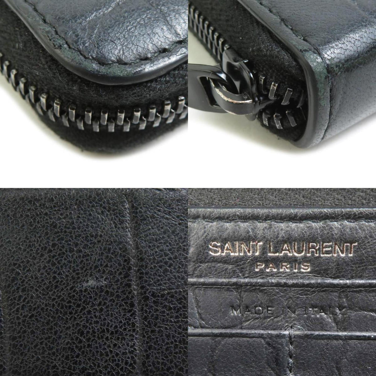 Saint Laurent Black Leather Long Wallet (Bi-Fold) (Pre-Owned)