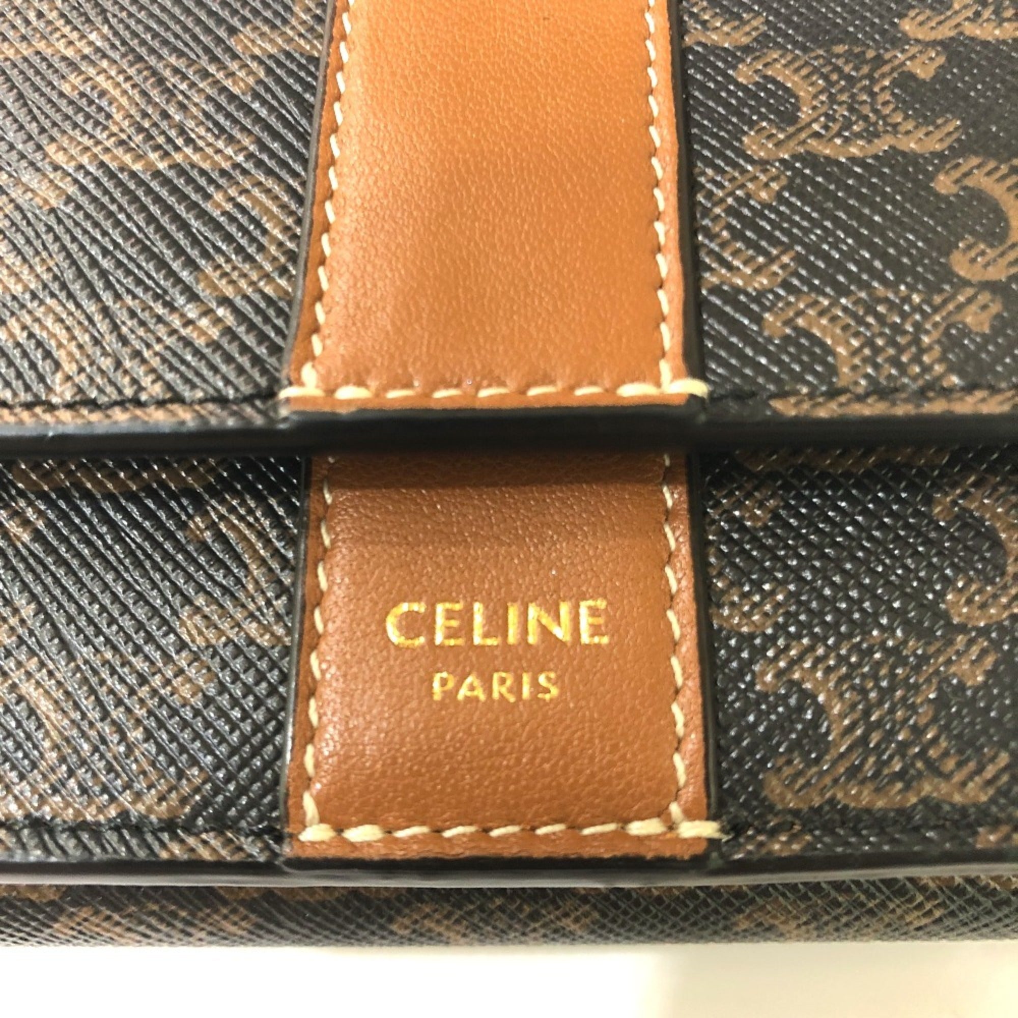 Celine Brown Dark Brown Pvc Leather Wallet (Tri-Fold) (Pre-Owned)