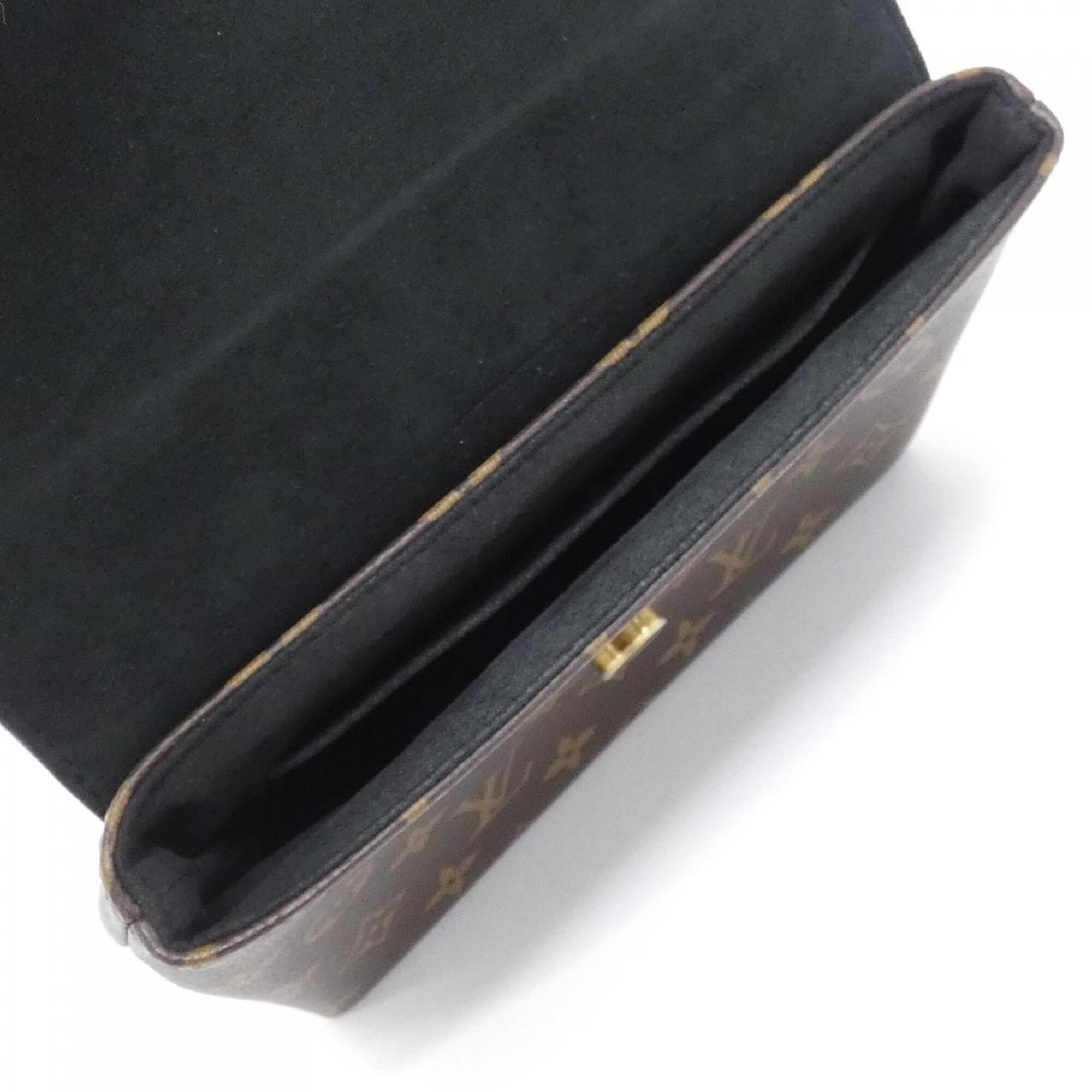 Louis Vuitton Black Brown Coated Canvas Leather Handbag (Pre-Owned)