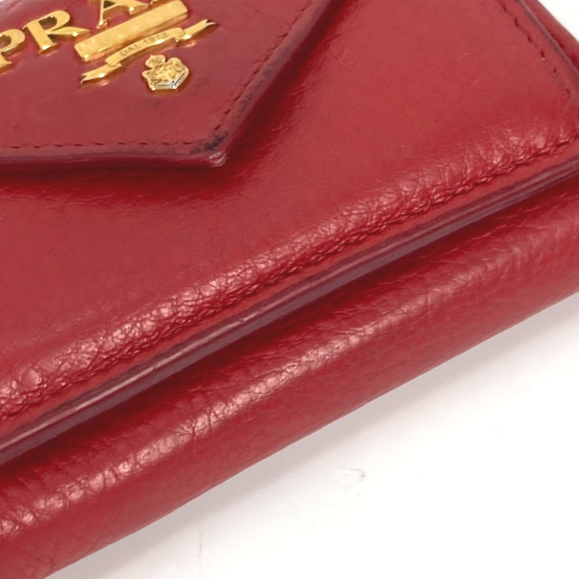 Prada Red Leather Wallet (Tri-Fold) (Pre-Owned)