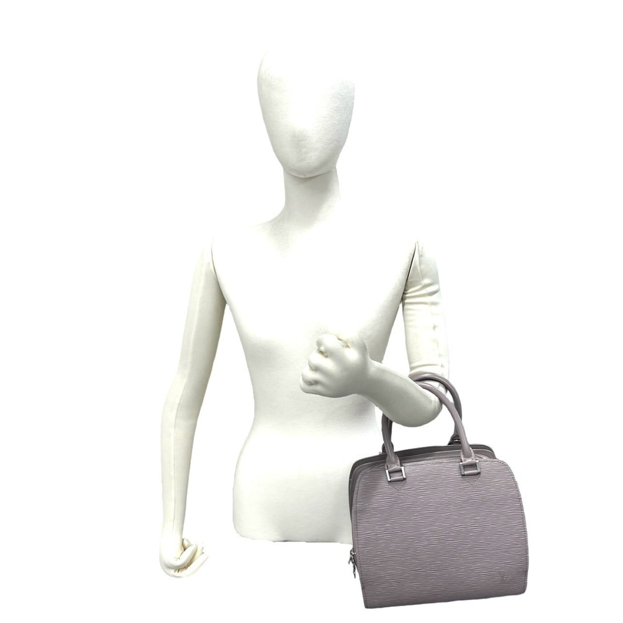 Louis Vuitton Gray Leather Boston Bag Handbag Tote Bag (Pre-Owned)