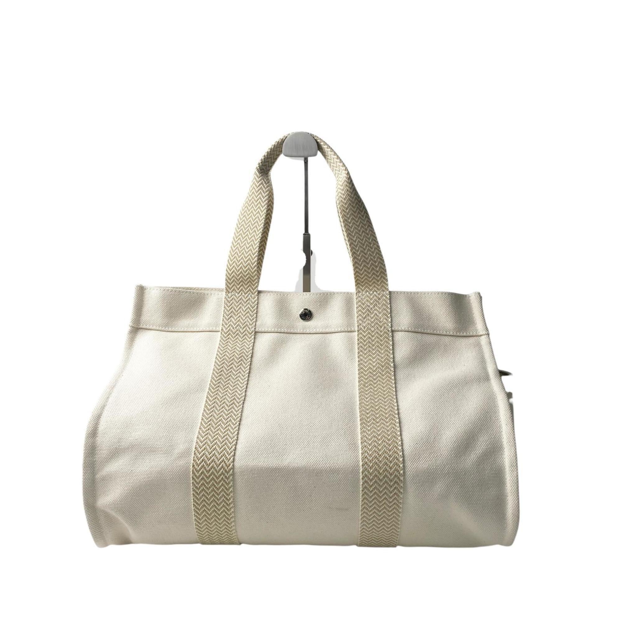 Hermes Ivory Canvas Pouch Tote Bag (Pre-Owned)