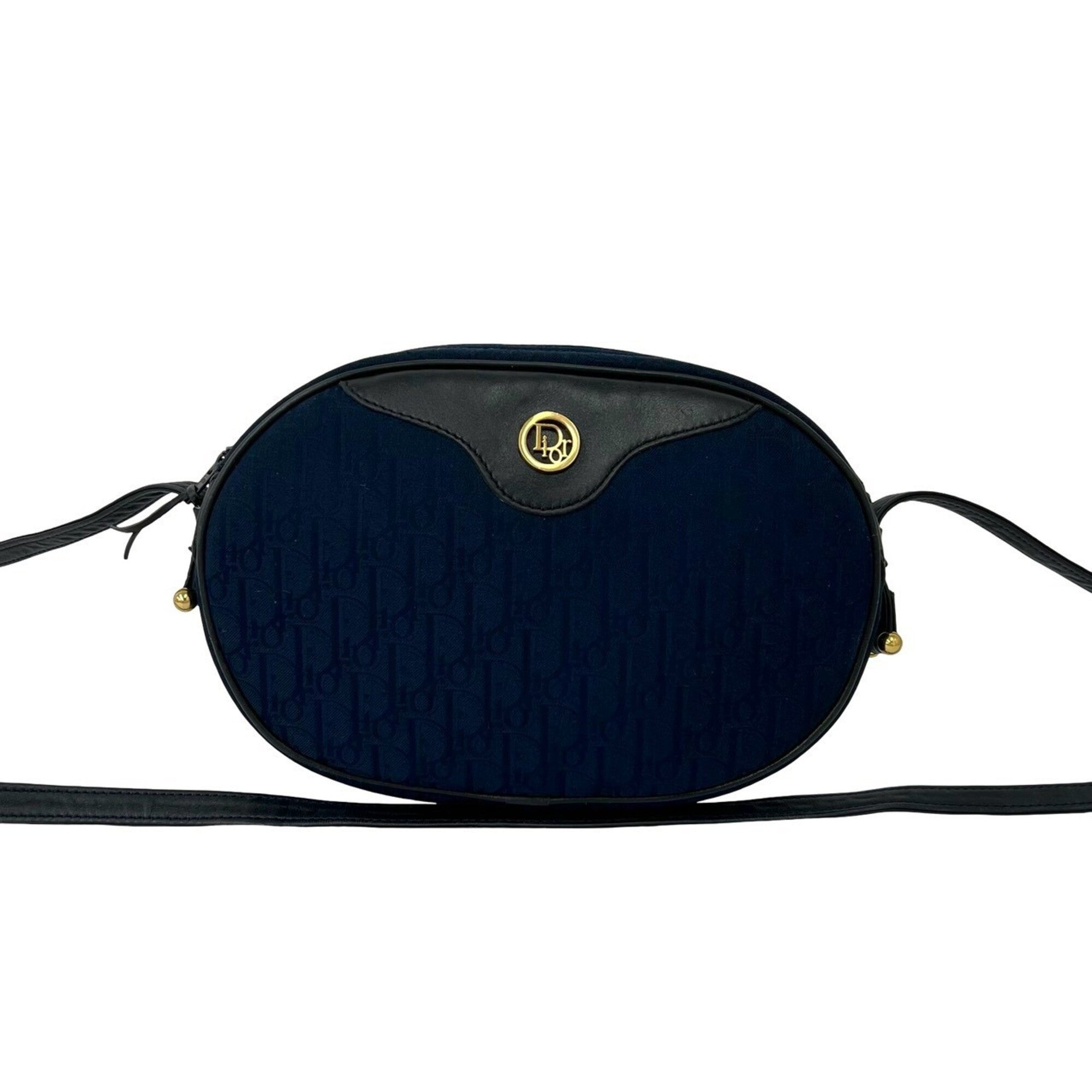 Christian Dior Navy Canvas Leather Pochette Shoulder Bag (Pre-Owned)