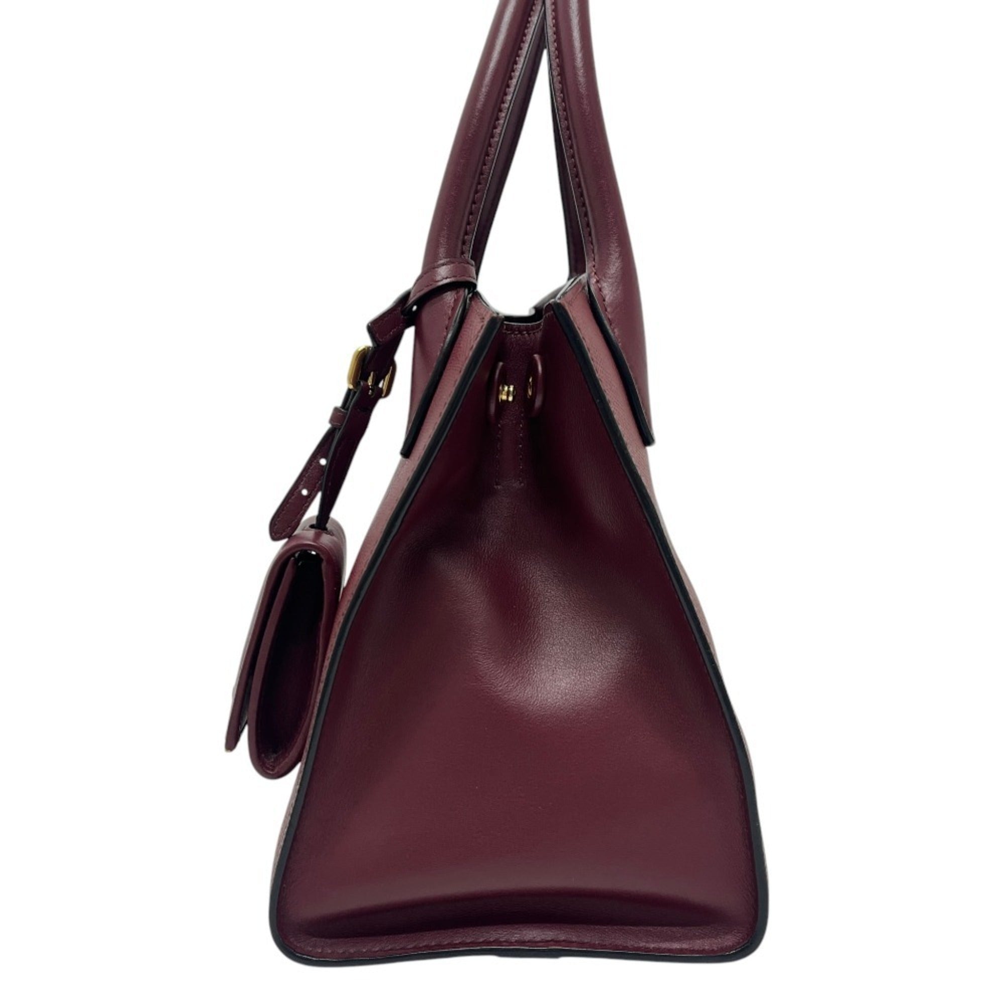 Prada Wine Leather Handbag Shoulder Bag (Pre-Owned)