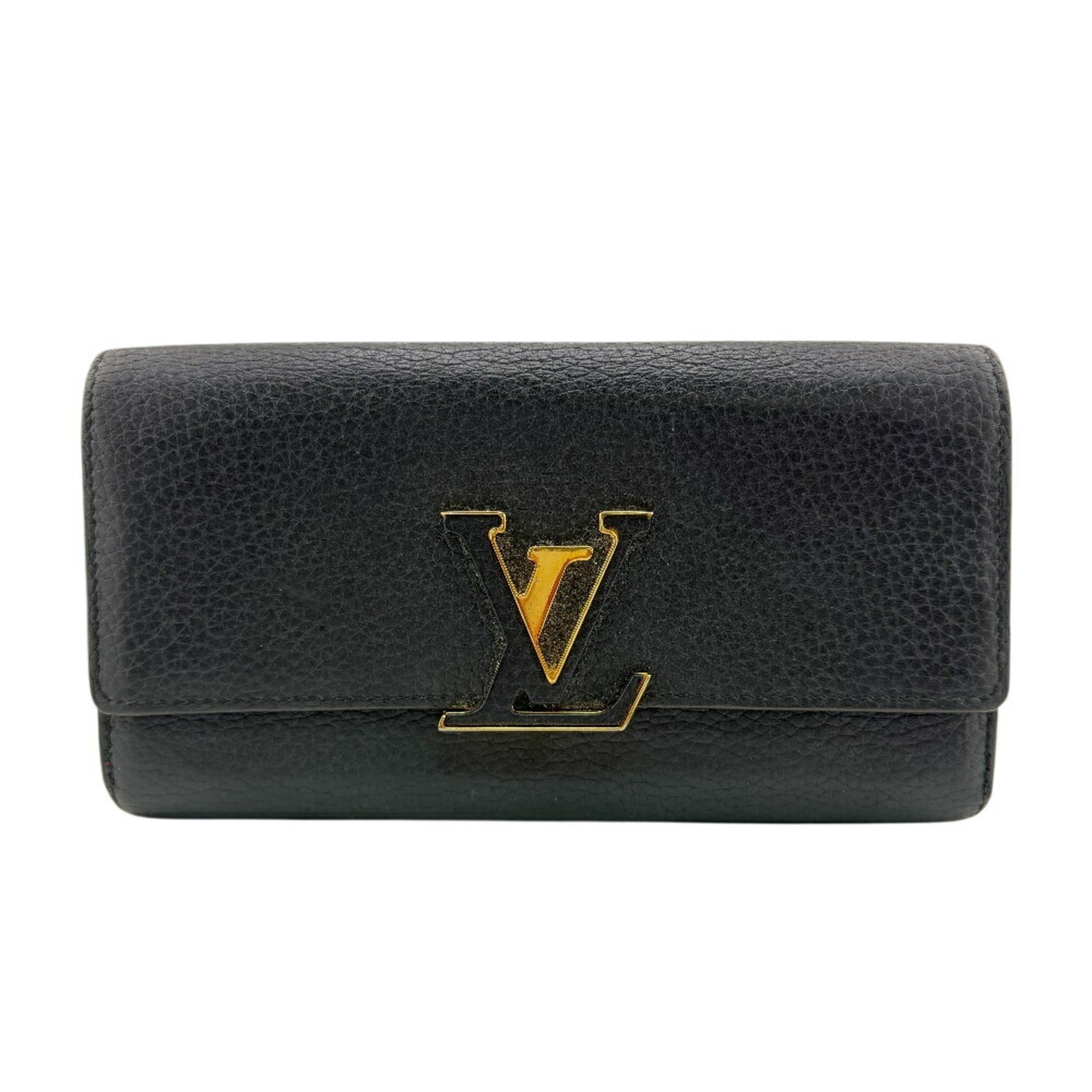 Louis Vuitton Taurillon Black Leather Long Wallet (Bi-Fold) (Pre-Owned)