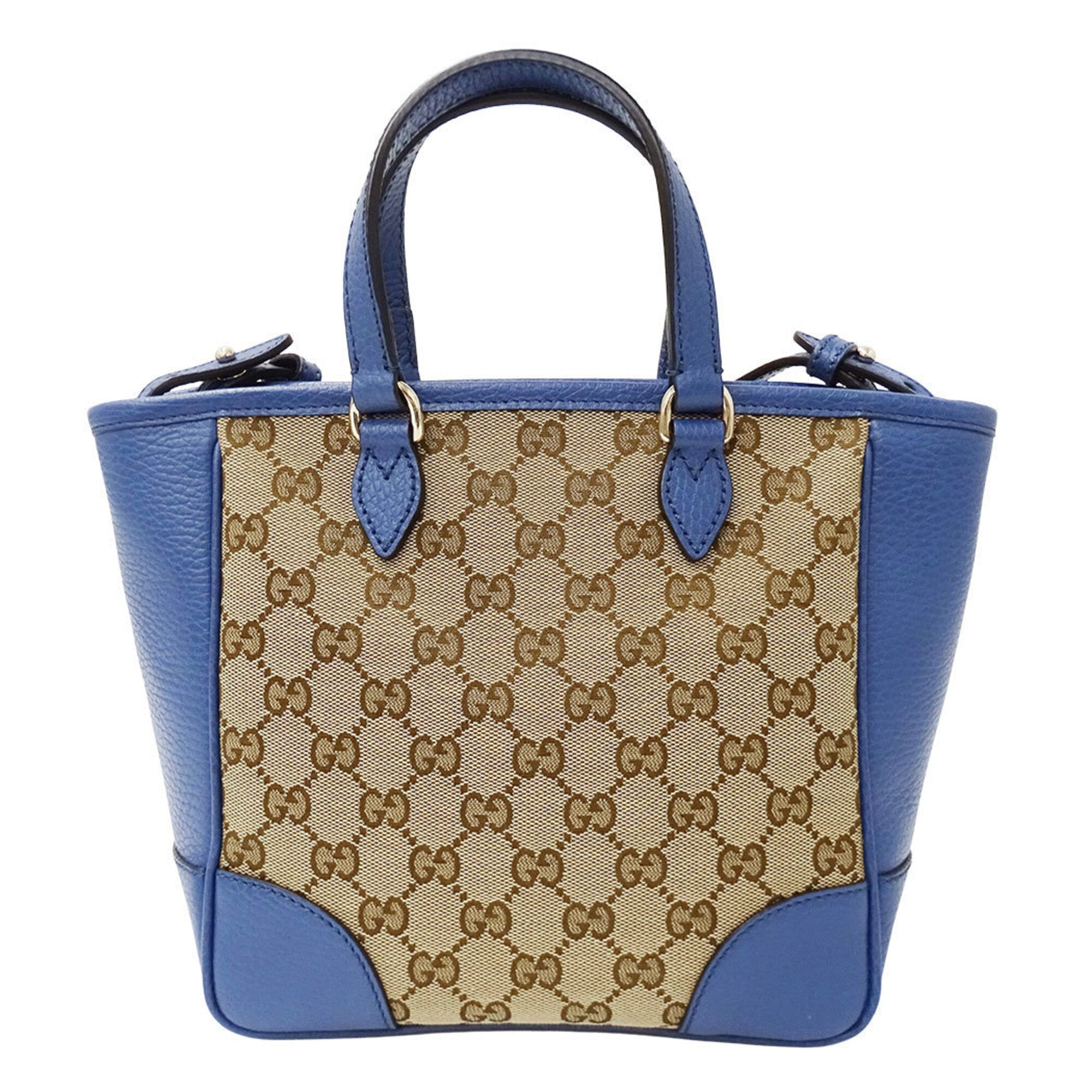 Gucci Beige Blue Gg Canvas Handbag Shoulder Bag (Pre-Owned)