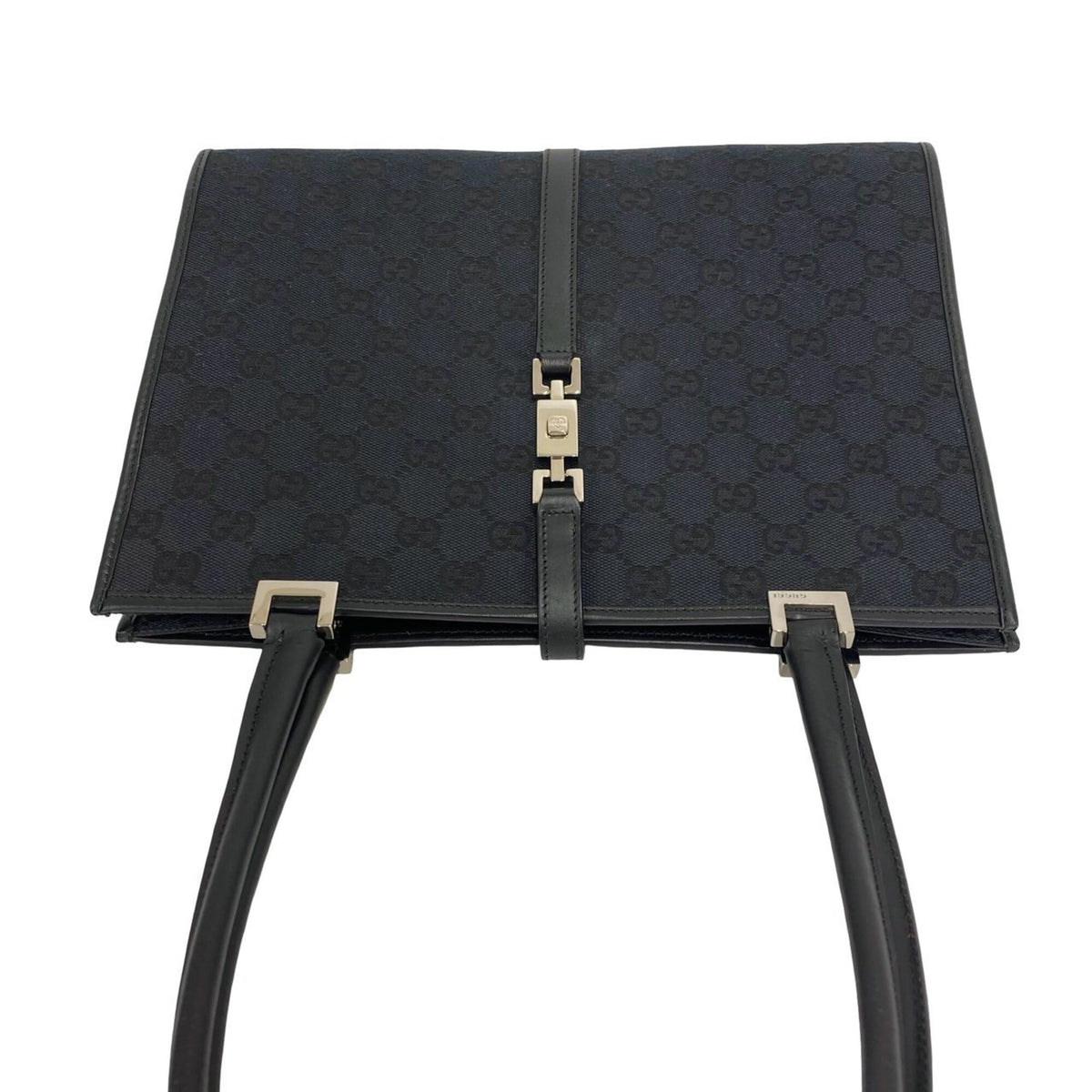 Gucci Black Canvas Leather Handbag Shoulder Bag (Pre-Owned)