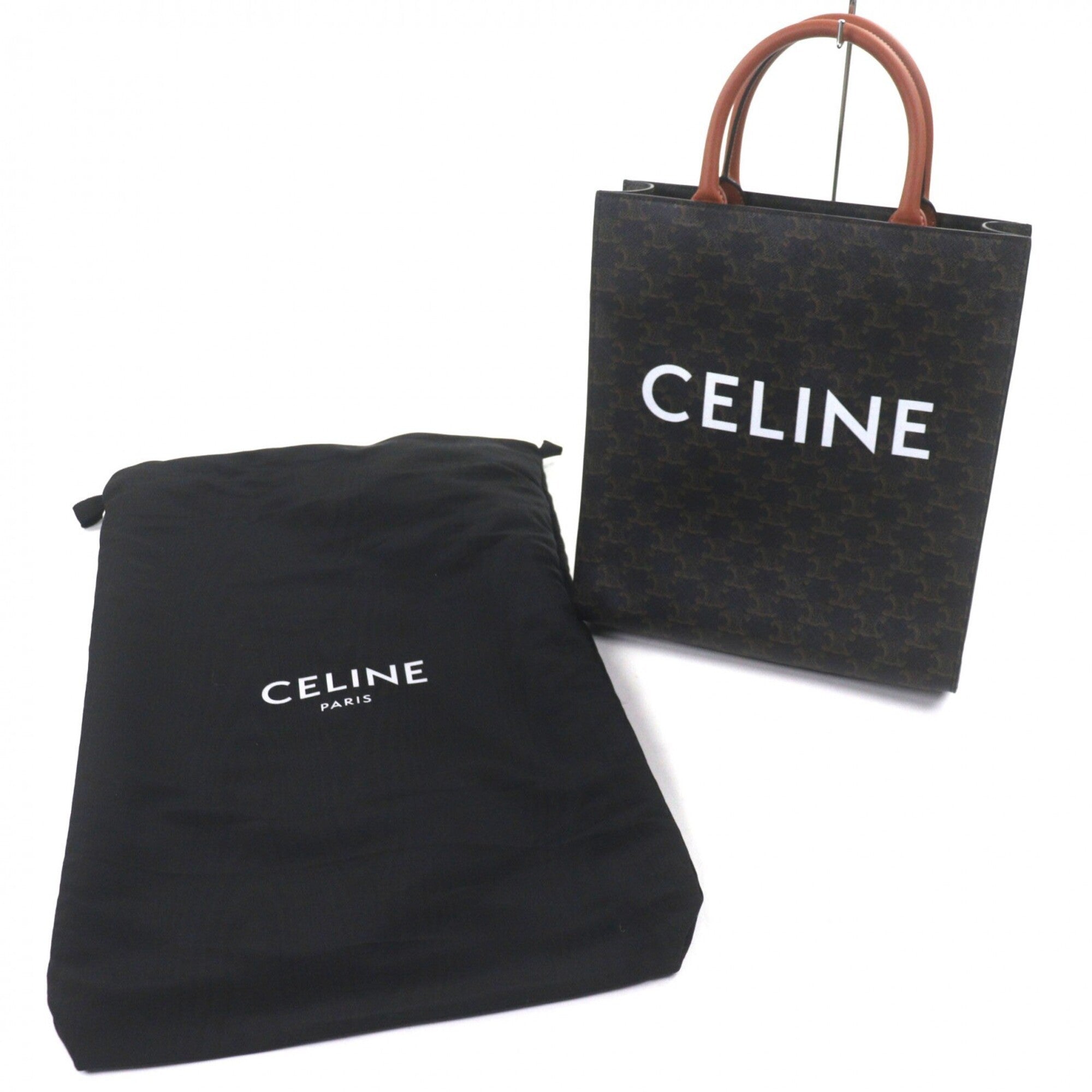 Celine Dark Brown Canvas Leather Tote Bag (Pre-Owned)