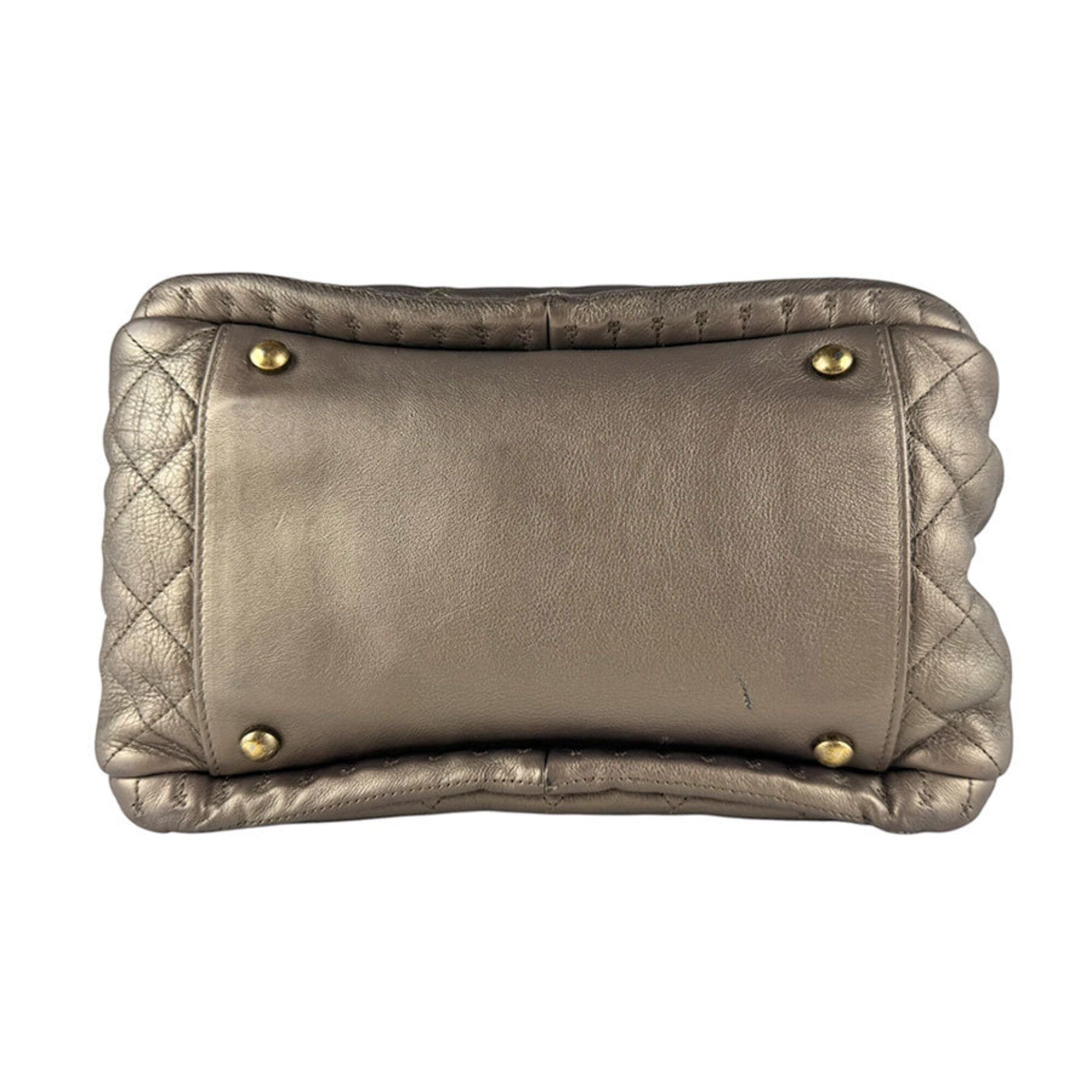 Chanel Gold Khaki Metallic Leather Shoulder Bag (Pre-Owned)