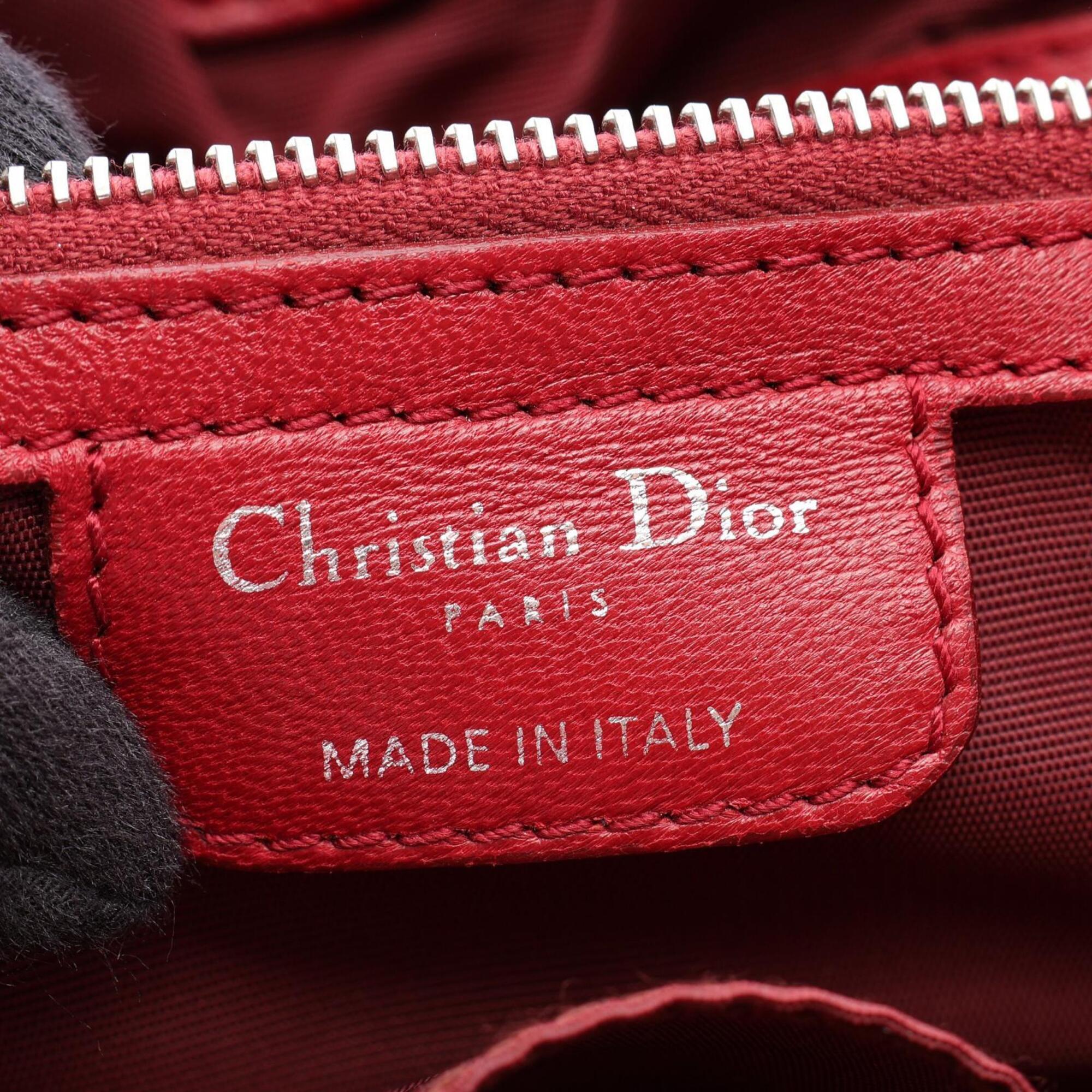Christian Dior Red Color Leather Handbag Tote Bag (Pre-Owned)