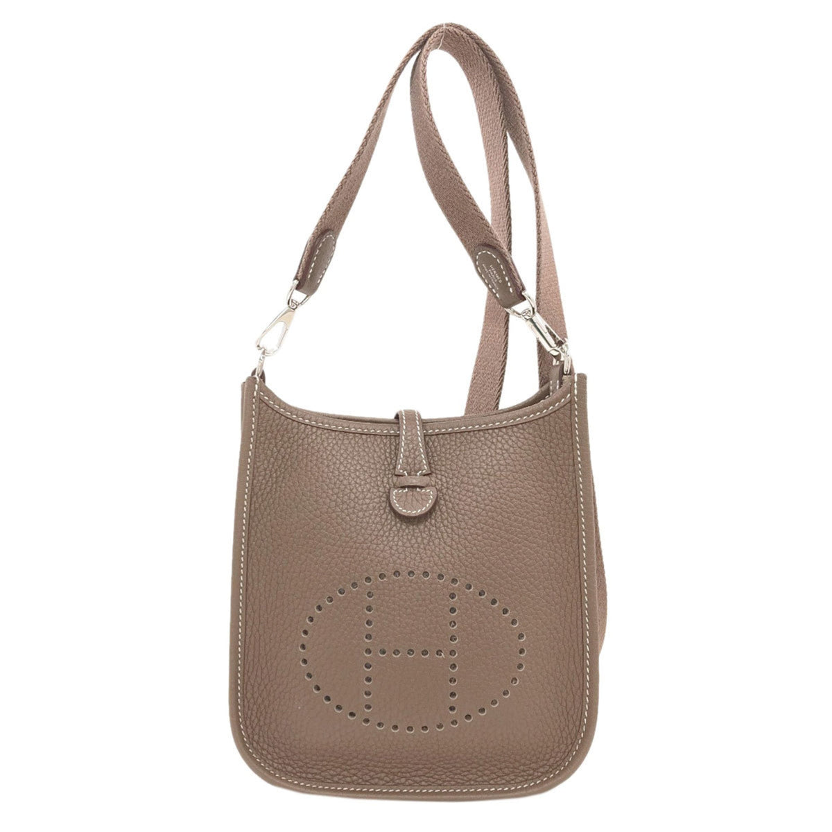 Hermes Etoupe Gray Leather Shoulder Bag (Pre-Owned)