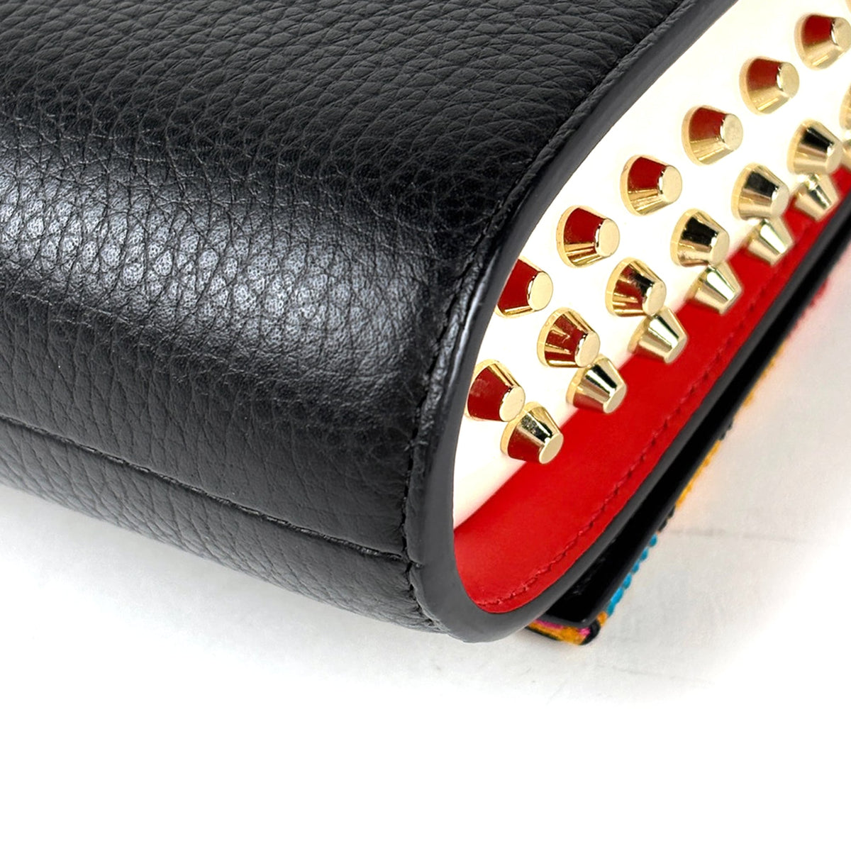 Christian Louboutin Black Multi-Color Fabric Leather Clutch Bag (Pre-Owned)