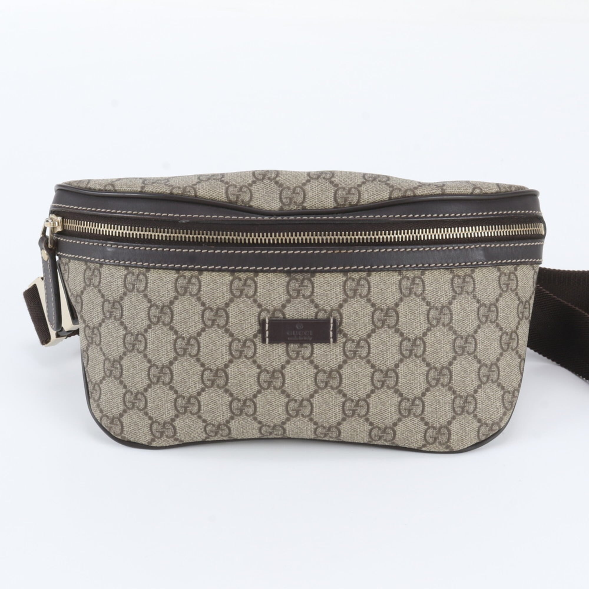 Gucci Brown Leather Coated Canvas Pouch Shoulder Bag Sling Bag (Pre-Owned)