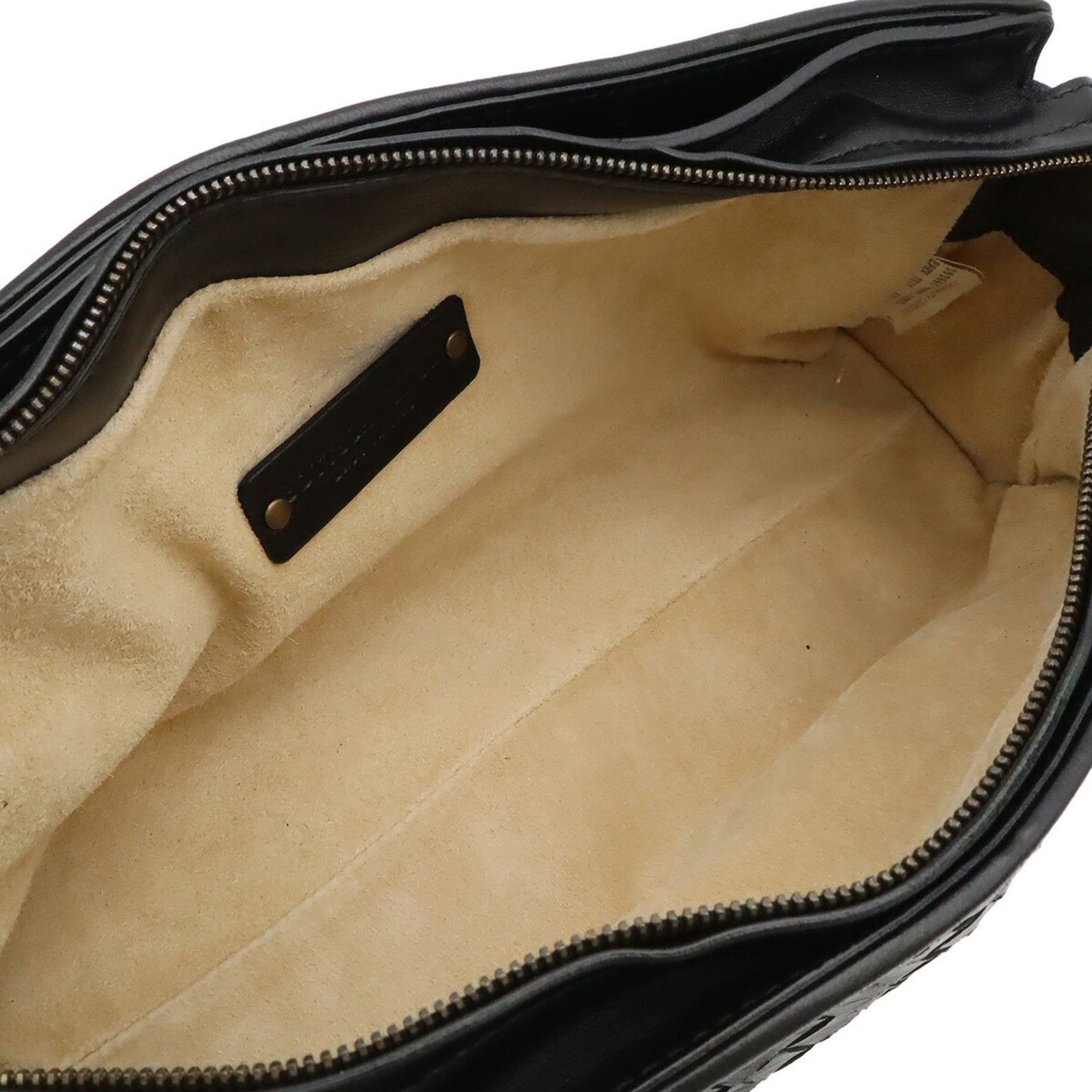 Bottega Veneta Black Intrecciato Pochette Shoulder Bag (Pre-Owned)