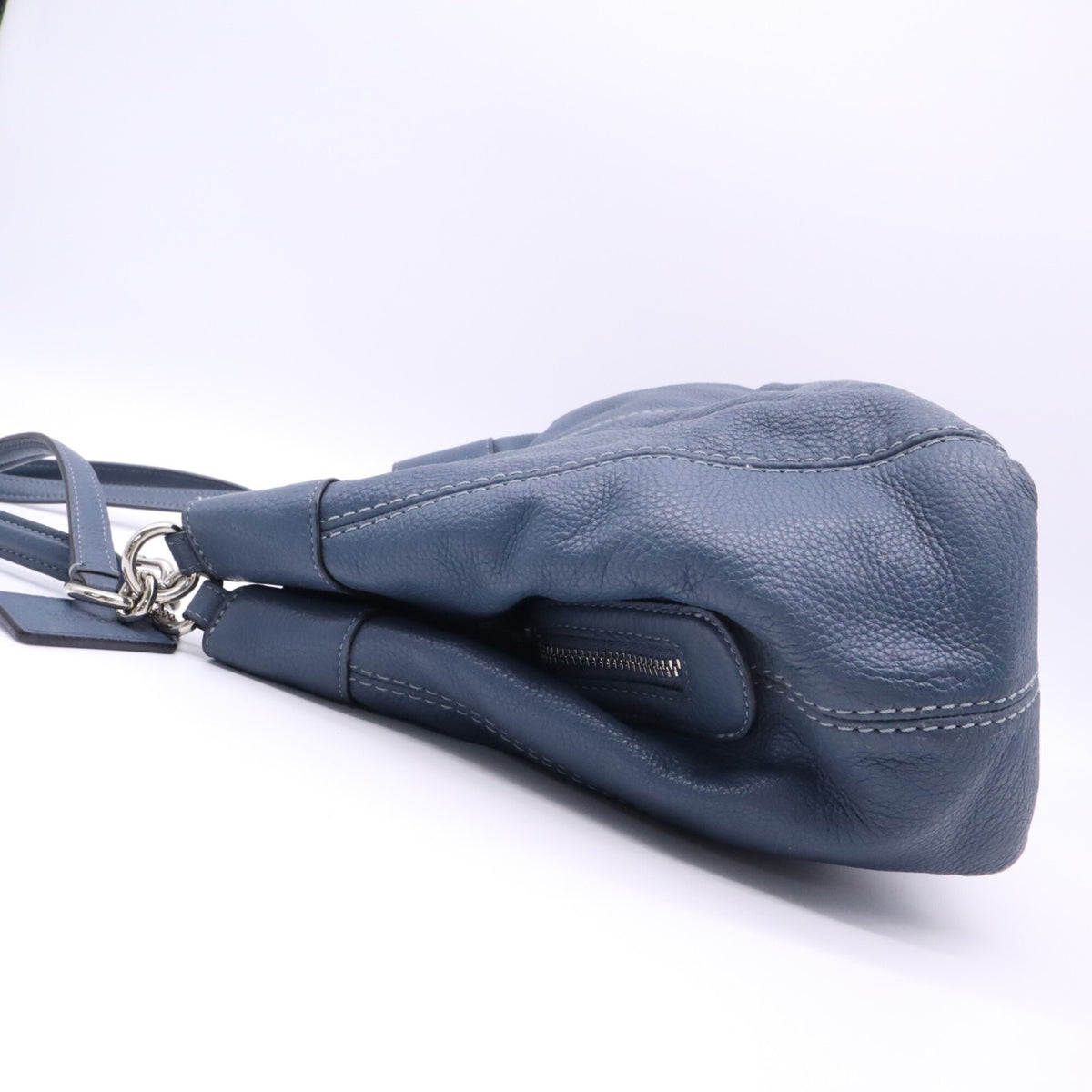 Coach Navy Leather Handbag Shoulder Bag (Pre-Owned)