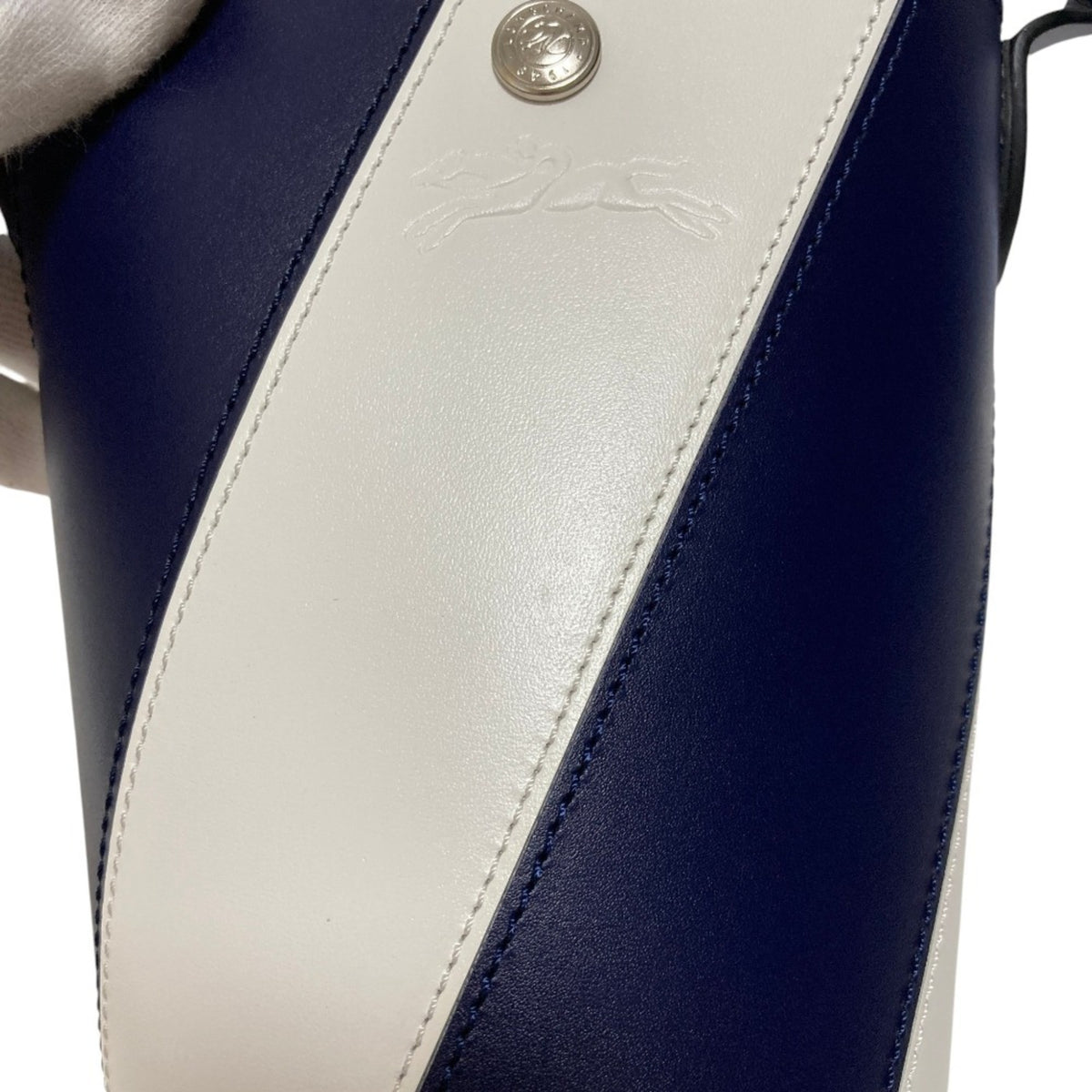 Longchamp Navy White Leather Crossbody Bag (Pre-Owned)