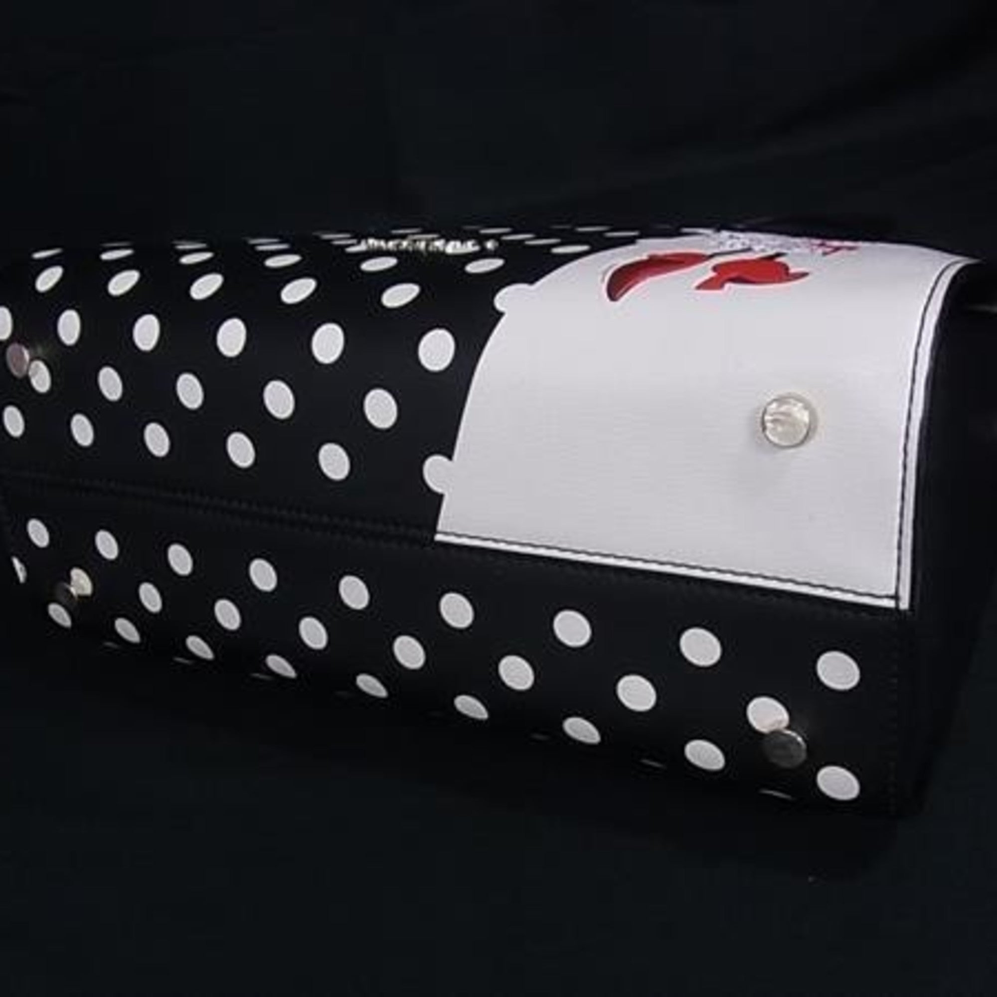 Kate Spade Black White Leather Handbag Shoulder Bag Tote Bag (Pre-Owned)