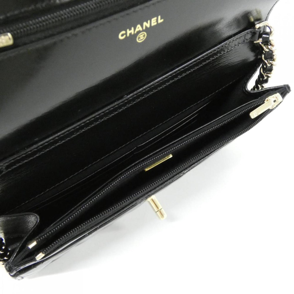 Chanel Black Leather Chain/Shoulder Wallet (Pre-Owned)
