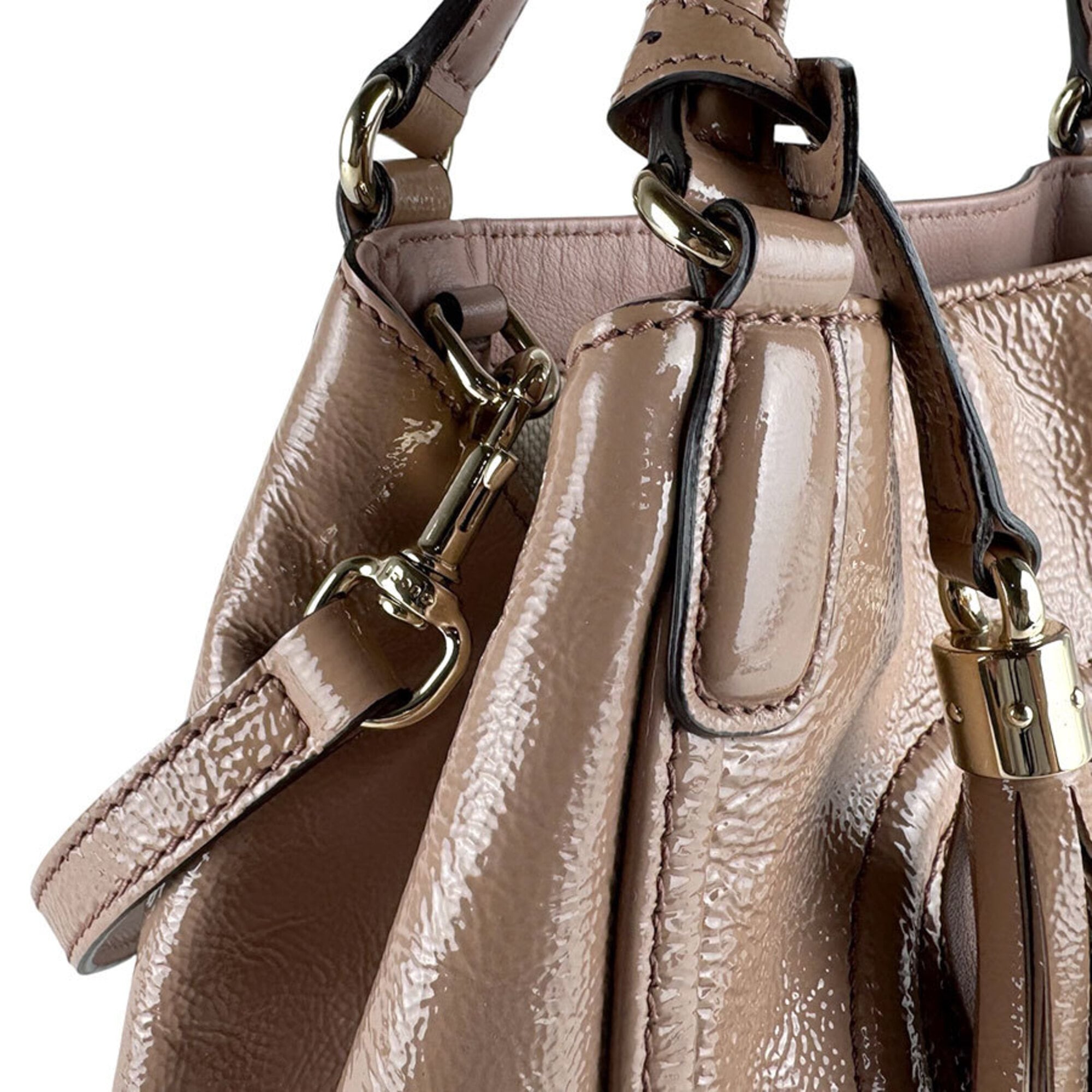 Gucci Pink Beige Patent Leather Handbag Shoulder Bag (Pre-Owned)