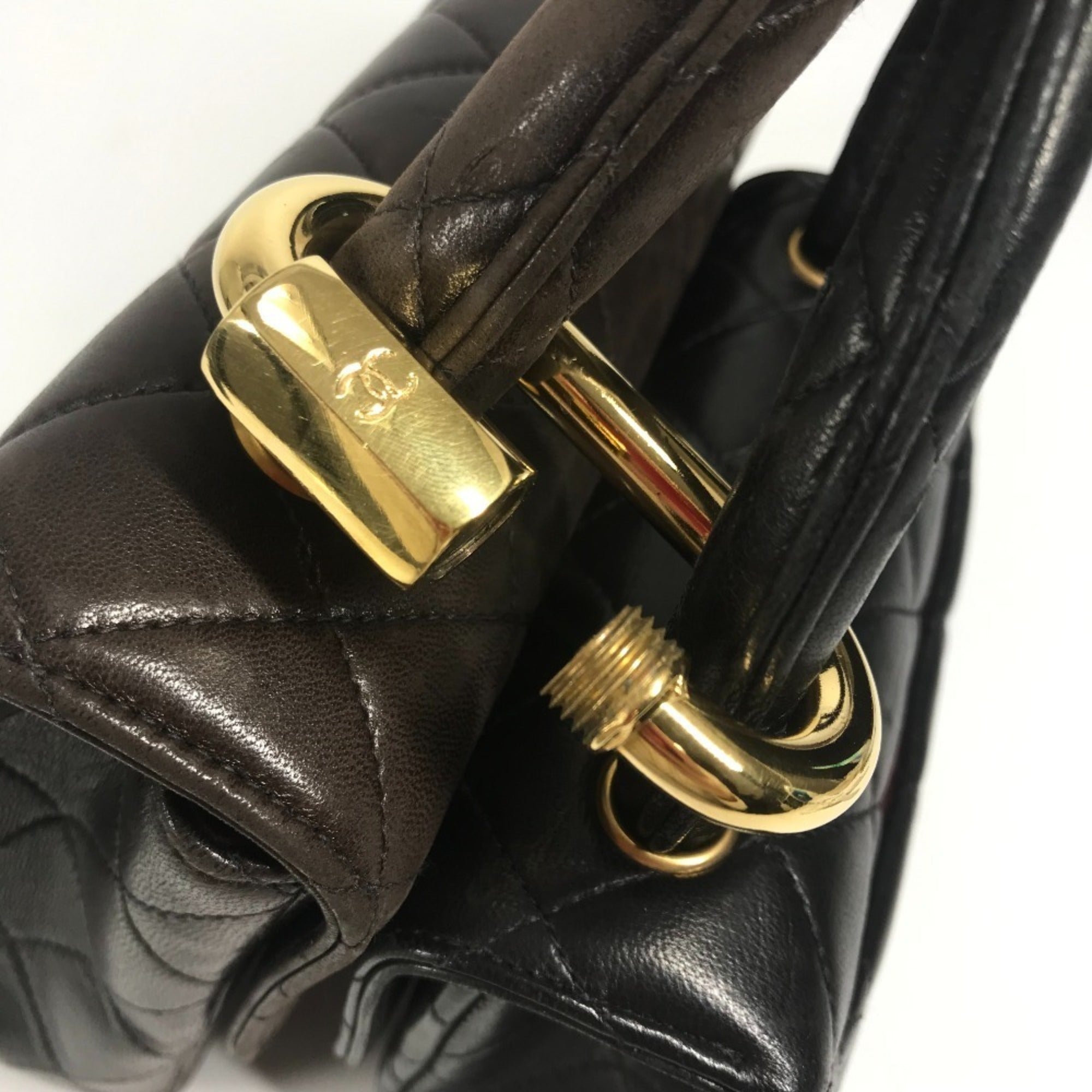 Chanel Black Leather Handbag Tote Bag (Pre-Owned)
