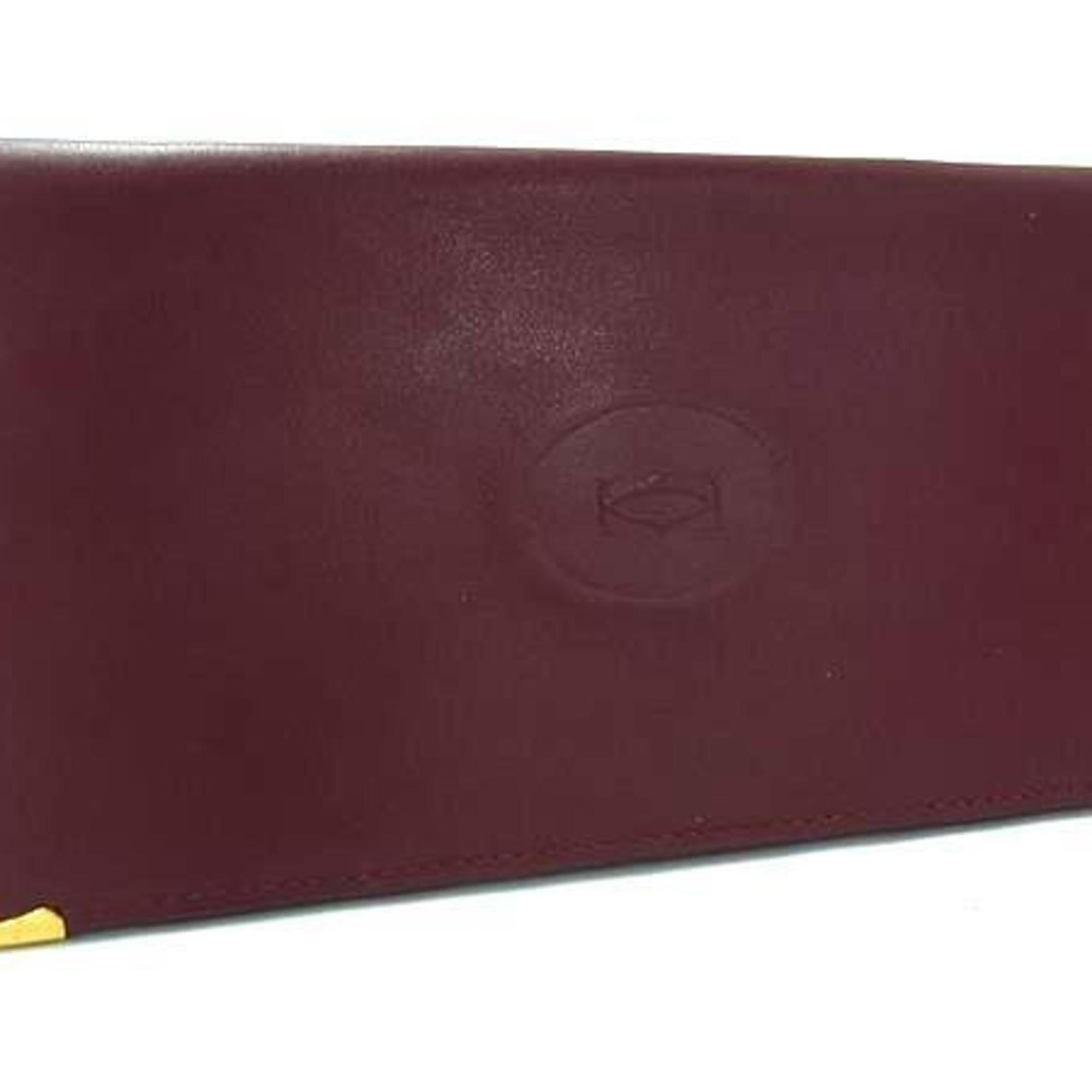 Cartier Must Bordeaux Leather Long Wallet (Bi-Fold) (Pre-Owned)