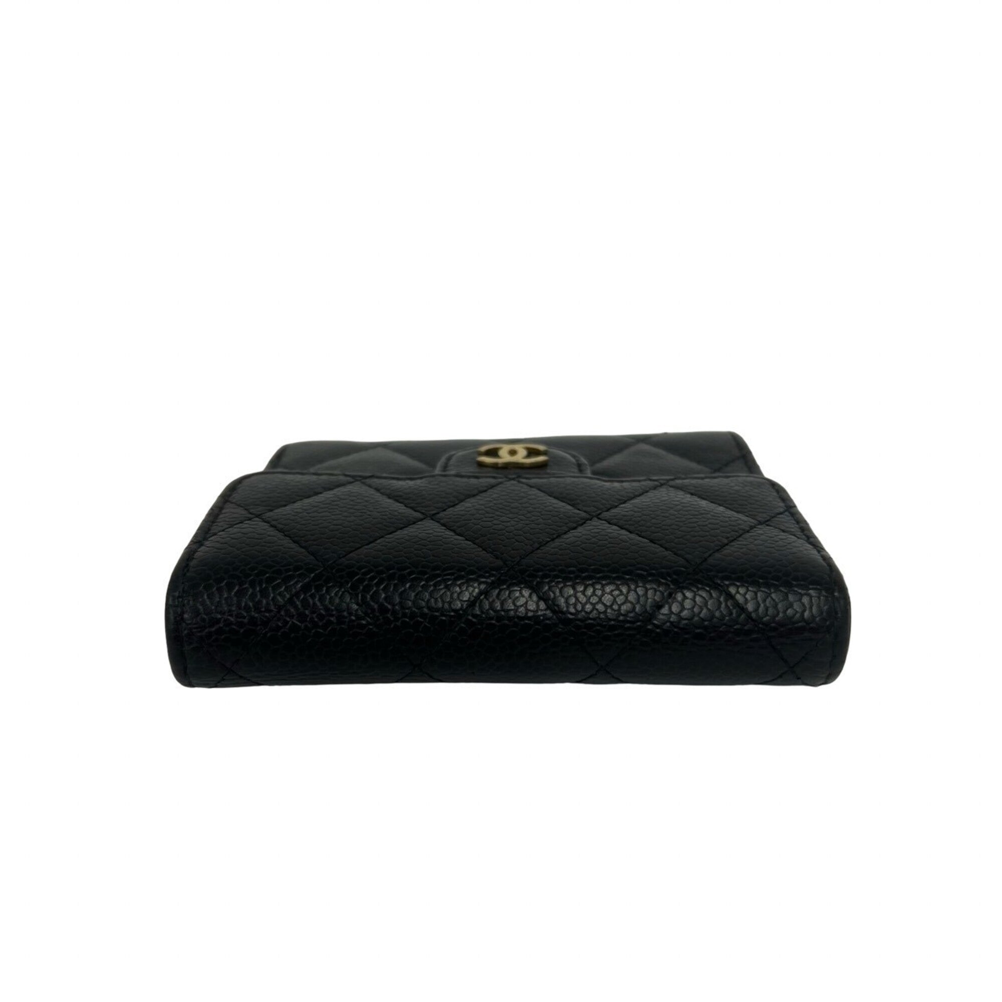 Chanel Black Grained Calfskin Wallet (Tri-Fold) (Pre-Owned)